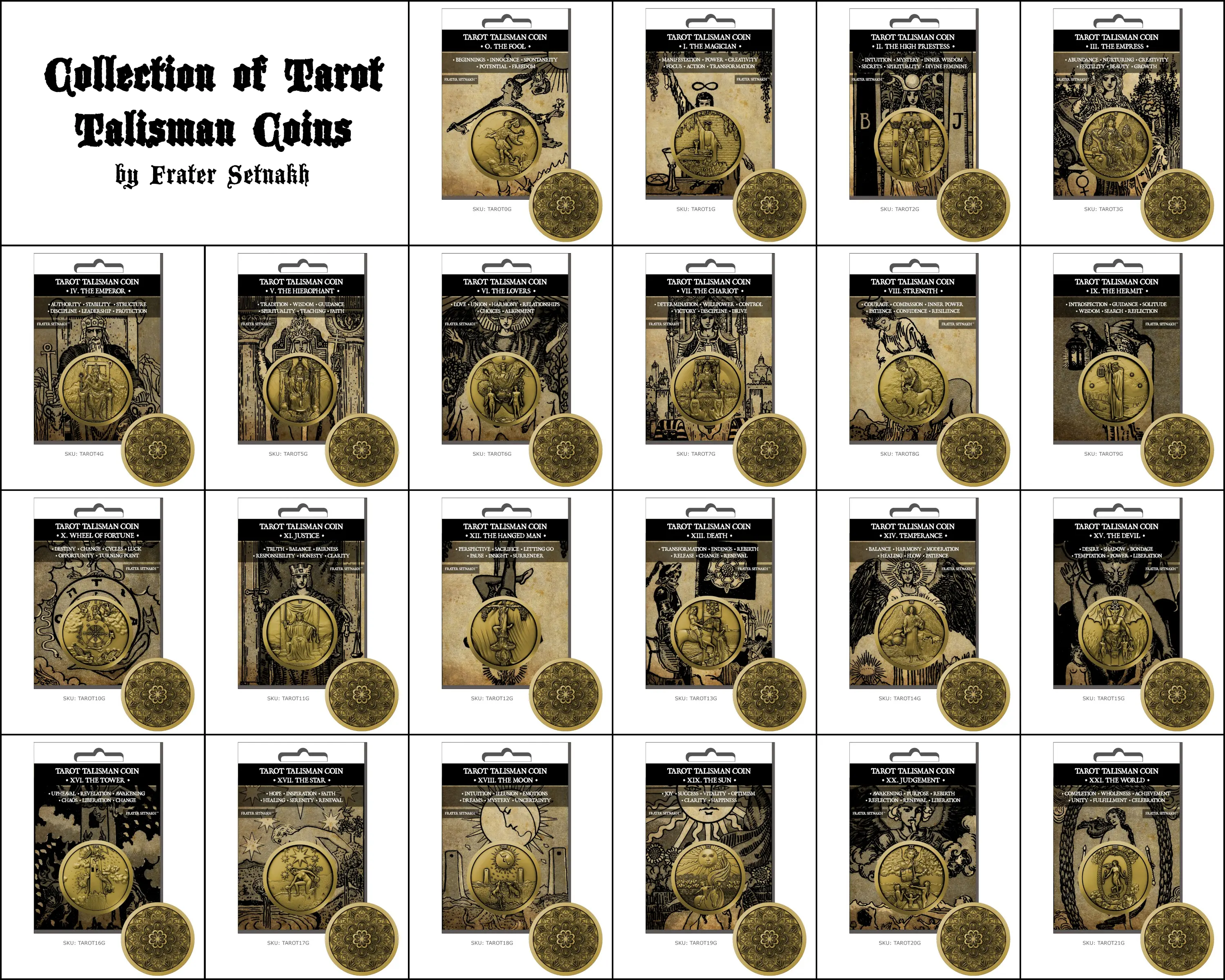 22 monedas talismán del tarot: combina tus monedas y elige qué vender (precio de venta sugerido: 10 EUR/moneda) ✨ Monedas talismán de metal para adivinación, ideales para lectores de tarot.