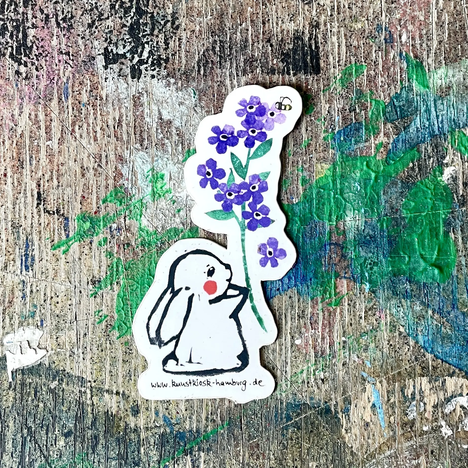Bunny with forget-me-not – kuki sticker | Vinyl sticker set of 10