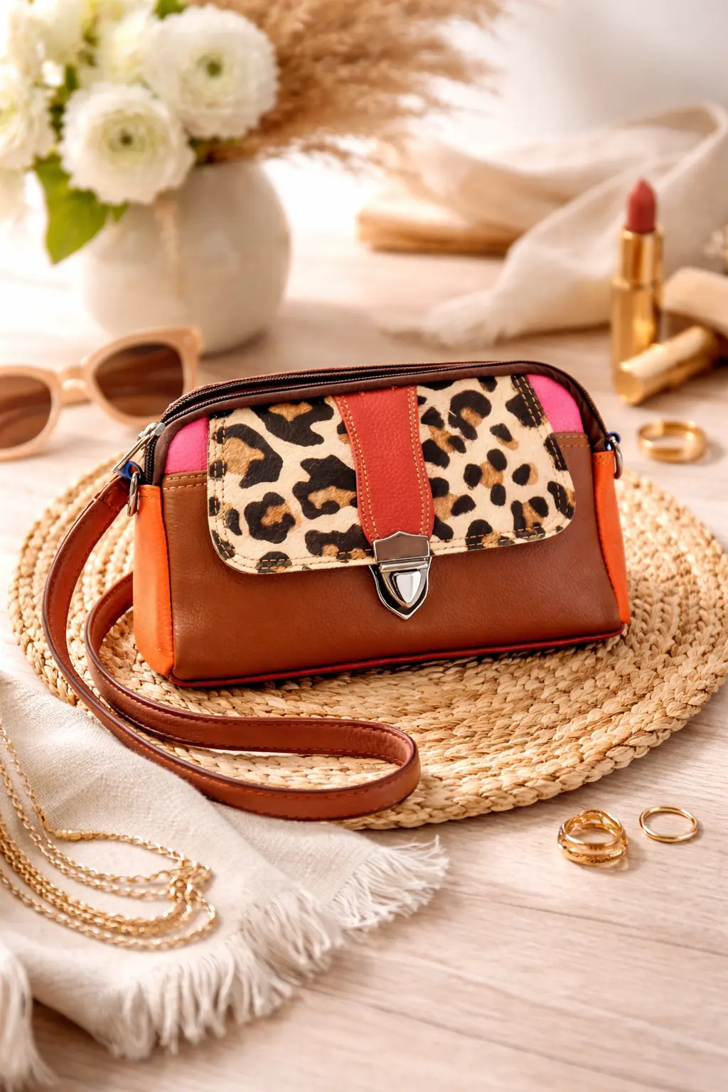 Sac bandoulière cuir recyclé VICTORIA – Sac à main éco-chic femme, cuir upcyclé