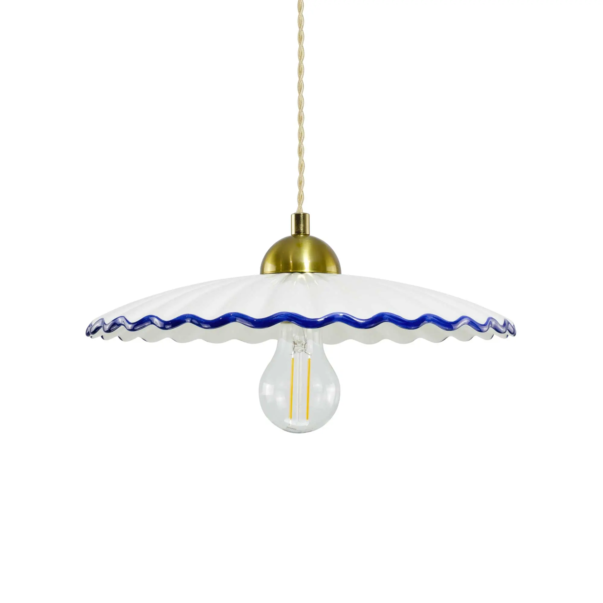 Lisen ceramic pendant light with hand-painted trim