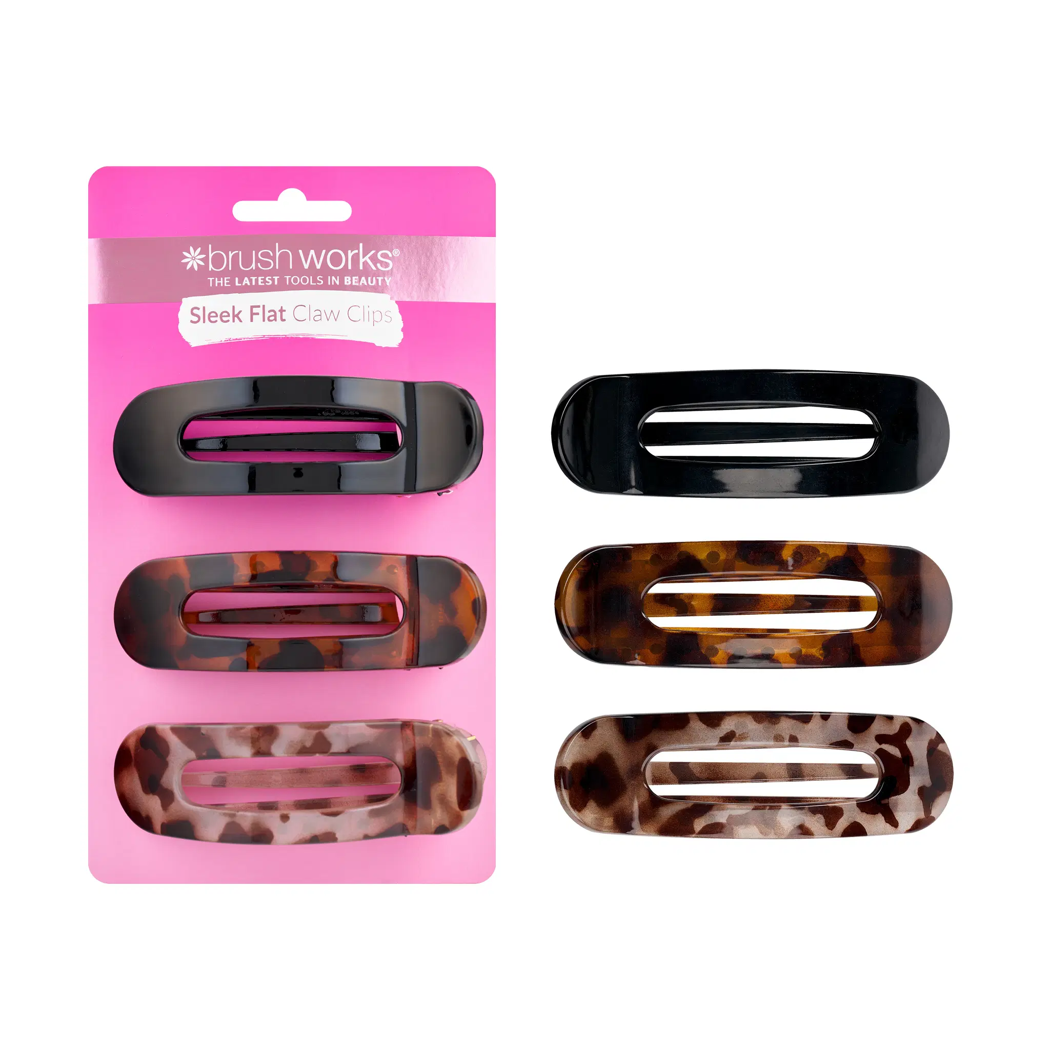 Brushworks Elegante flache Krallenclips – 3er-Pack