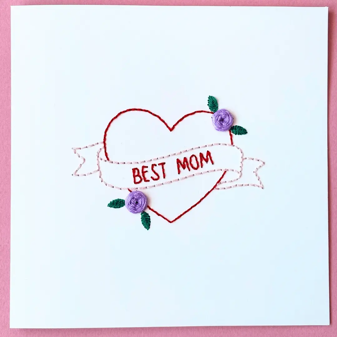 DIY Best Mom Embroidery Card | Mother's Day/Birthday Card | DIY Kit | Embroidery Kit | Creative Hobbies | Adult Craft Activity