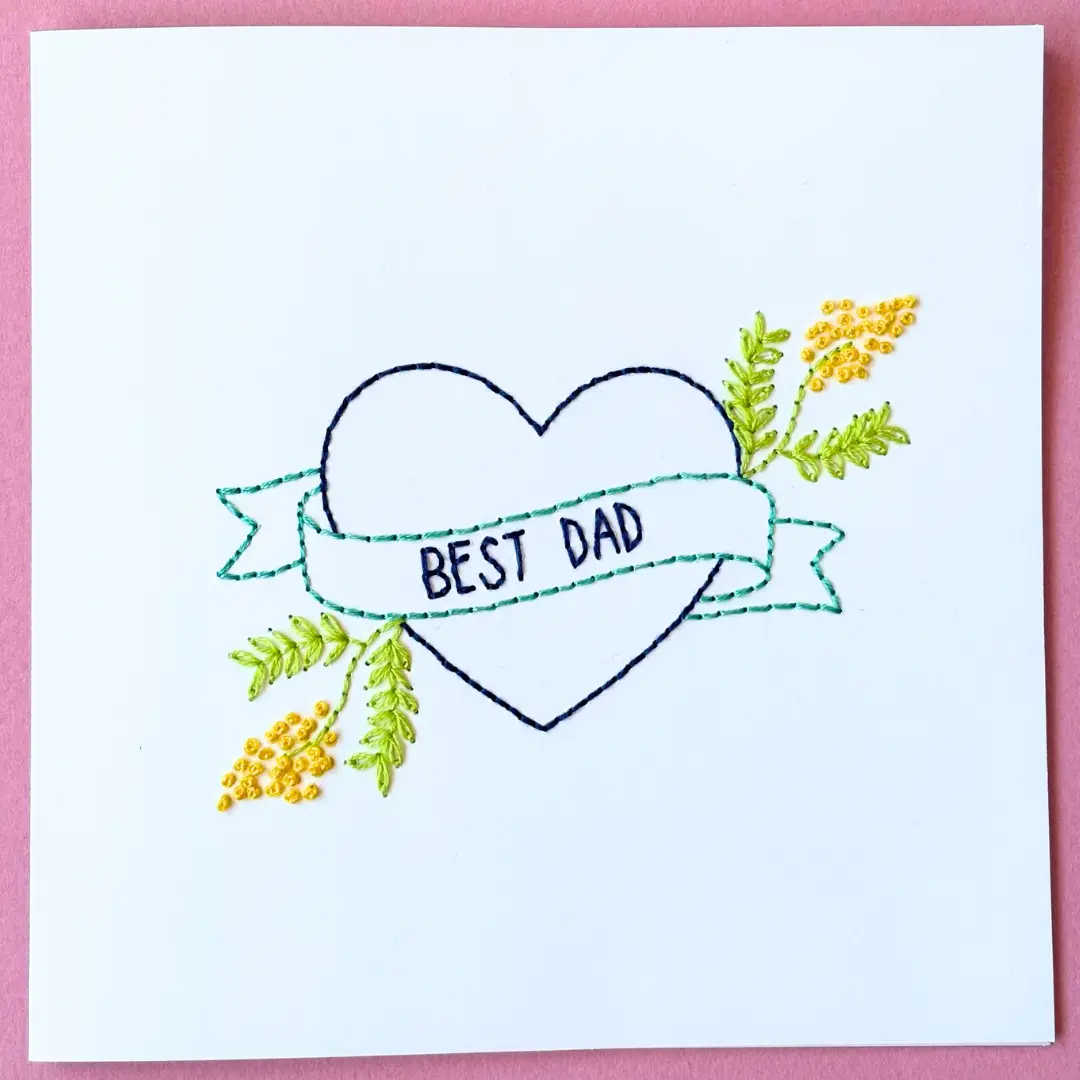 DIY Best Dad Embroidery Card | Father's Day/Birthday Card | DIY Kit | Embroidery Kit | Creative Hobbies | Adult Craft Activity