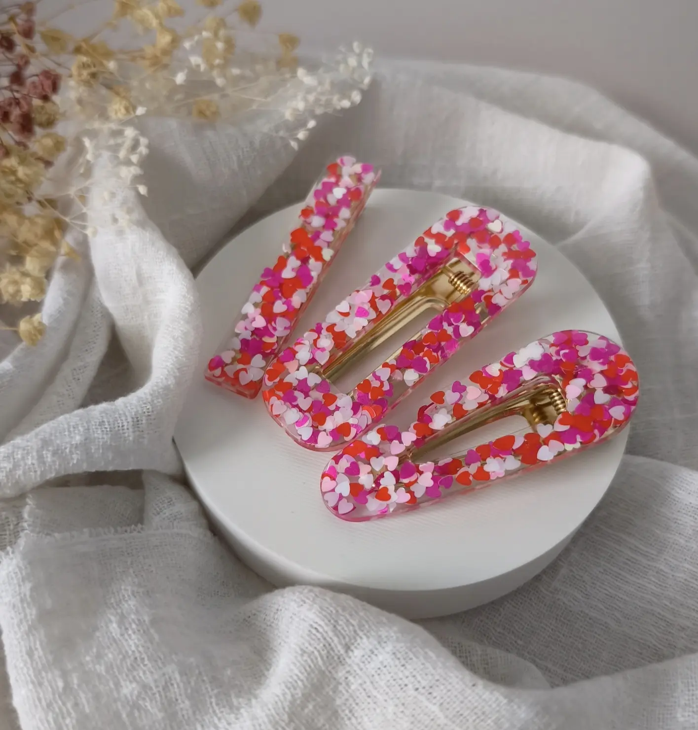 Love Love Love resin barrette