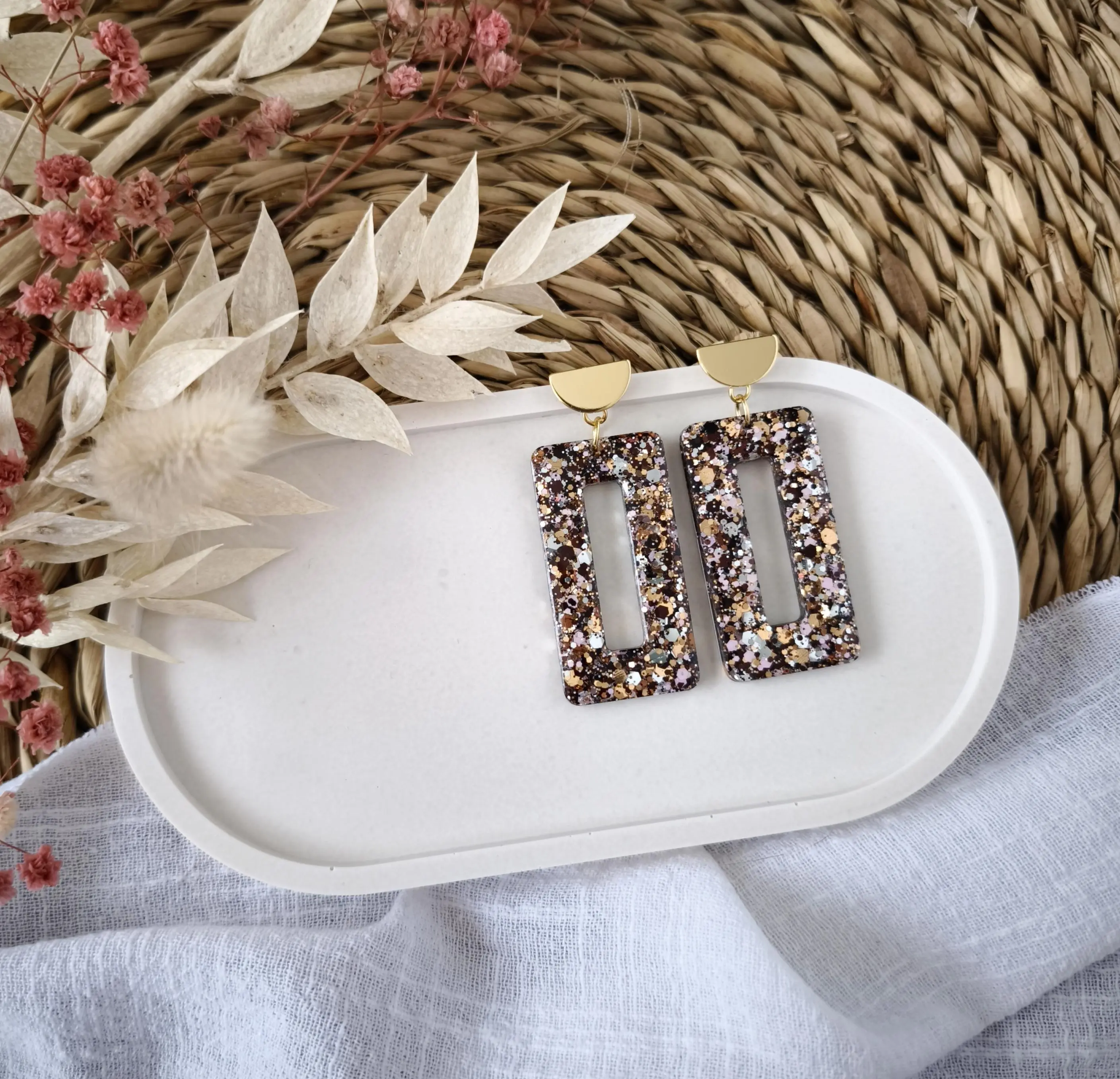 Cocoa Glitter Earrings