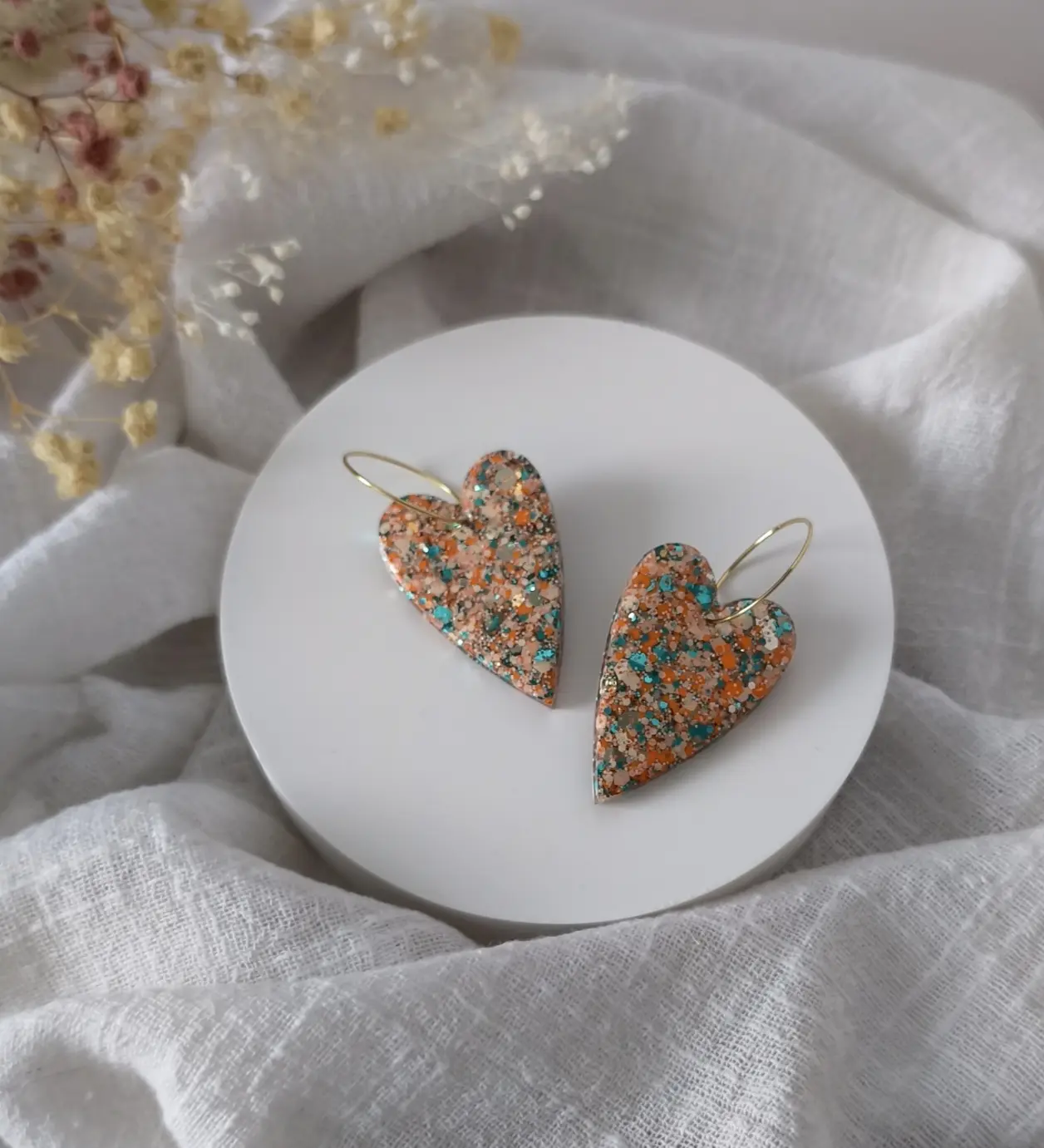 Sunset Glitter Mini Love Earrings