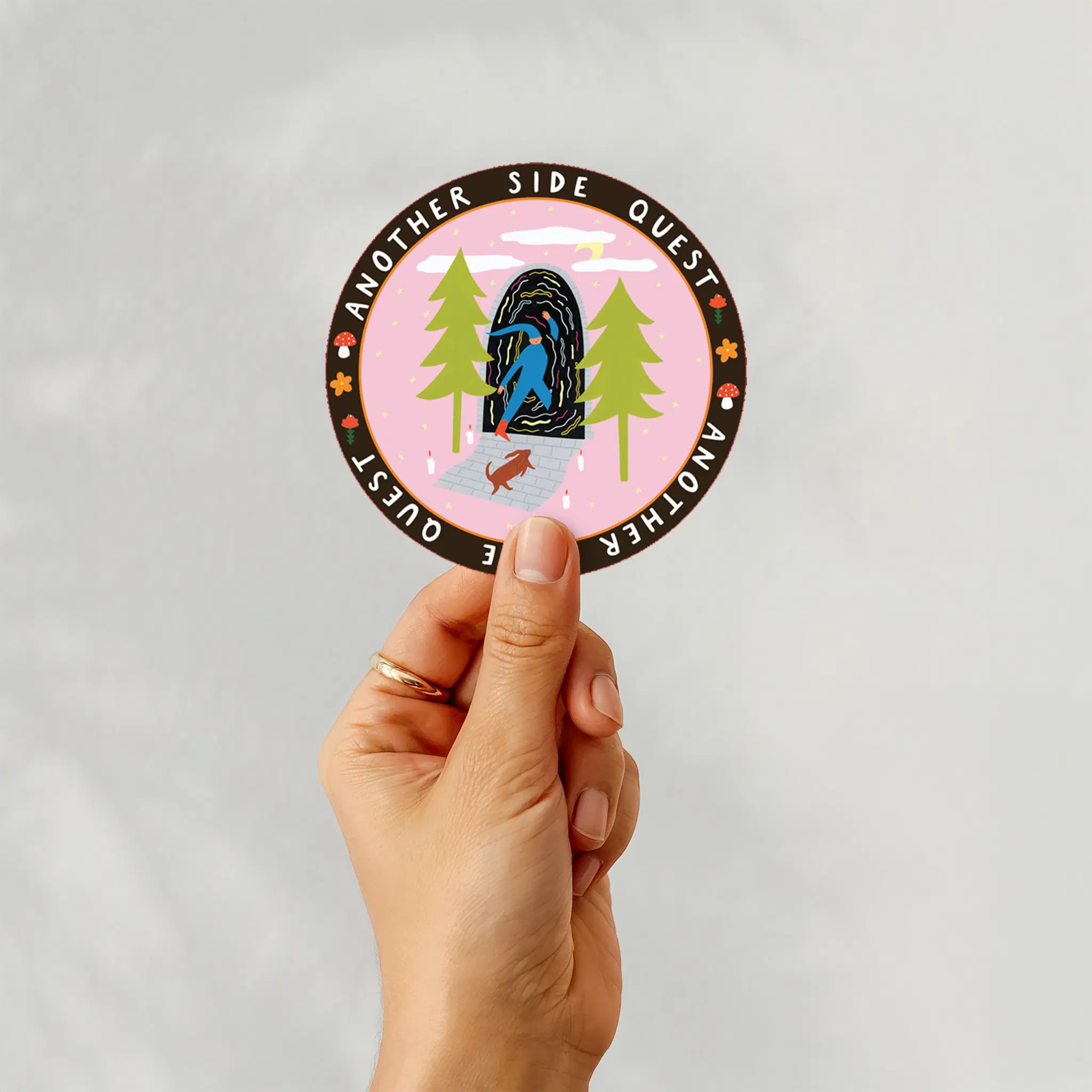 Another Side Quest Sticker | Round Vinyl Sticker | Folky