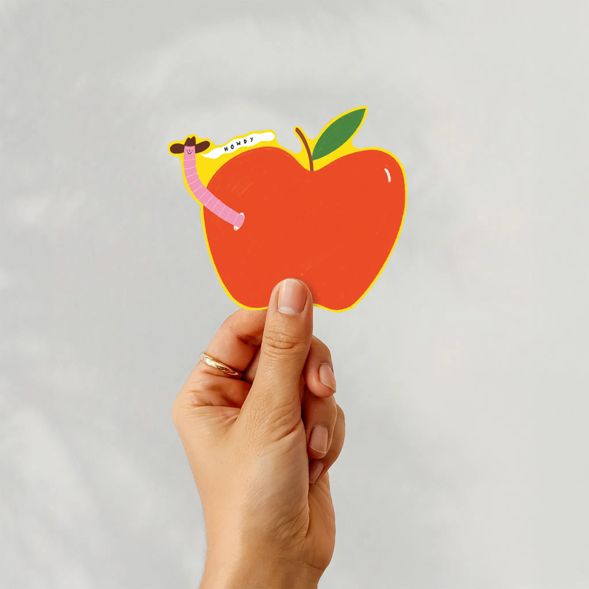 Worm Cowboy Sticker | HowdyVinyl Sticker | Worm In Apple