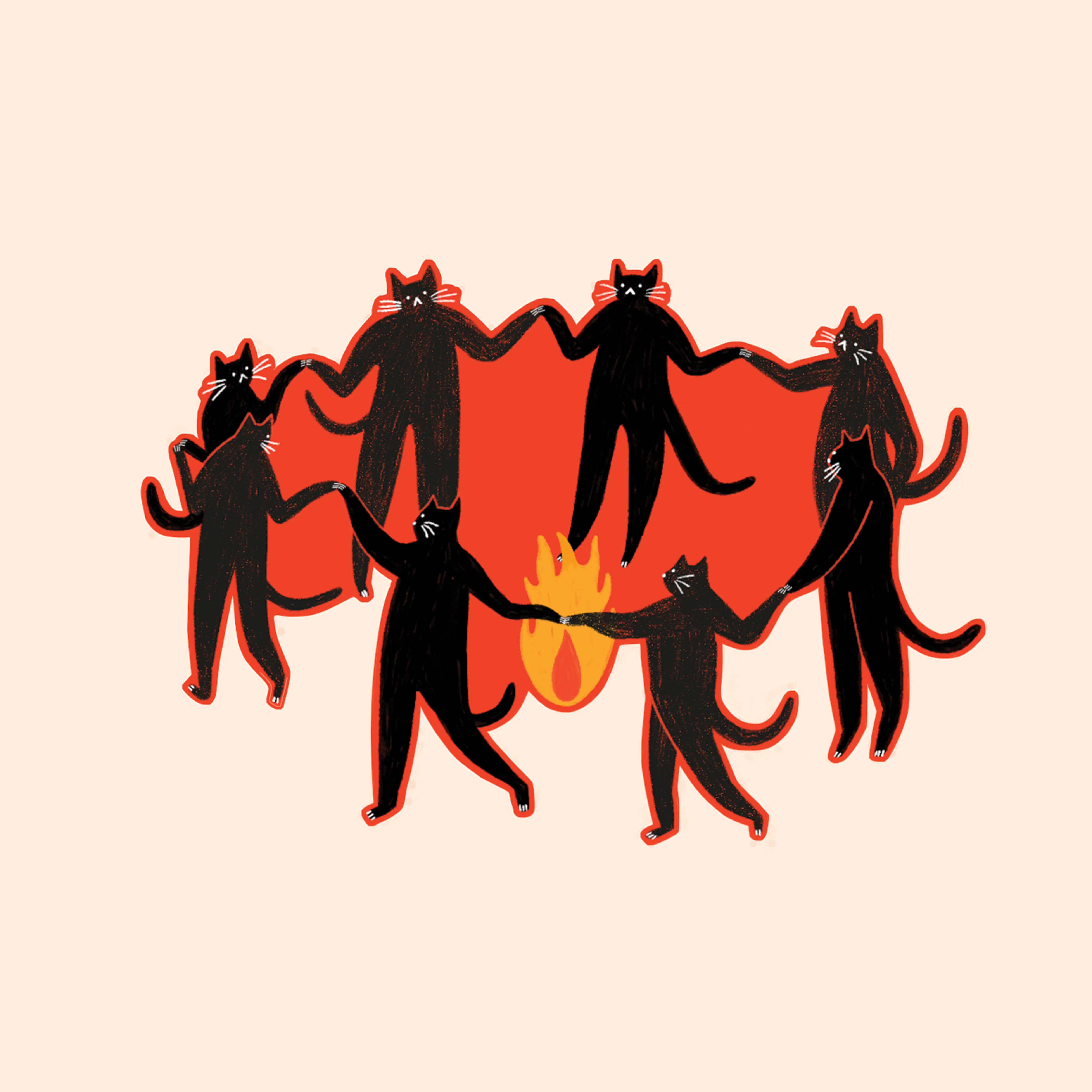 Culty Cats Sticker | Mystic Cats Vinyl Sticker | Black Cats