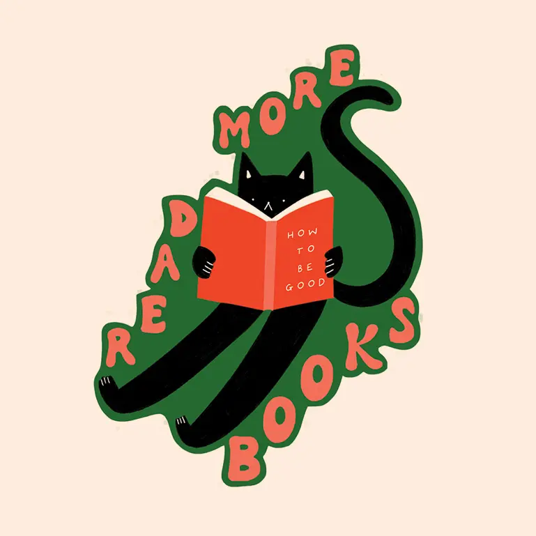 Read More Books Sticker | Black Cat Vinyl Sticker | Cute