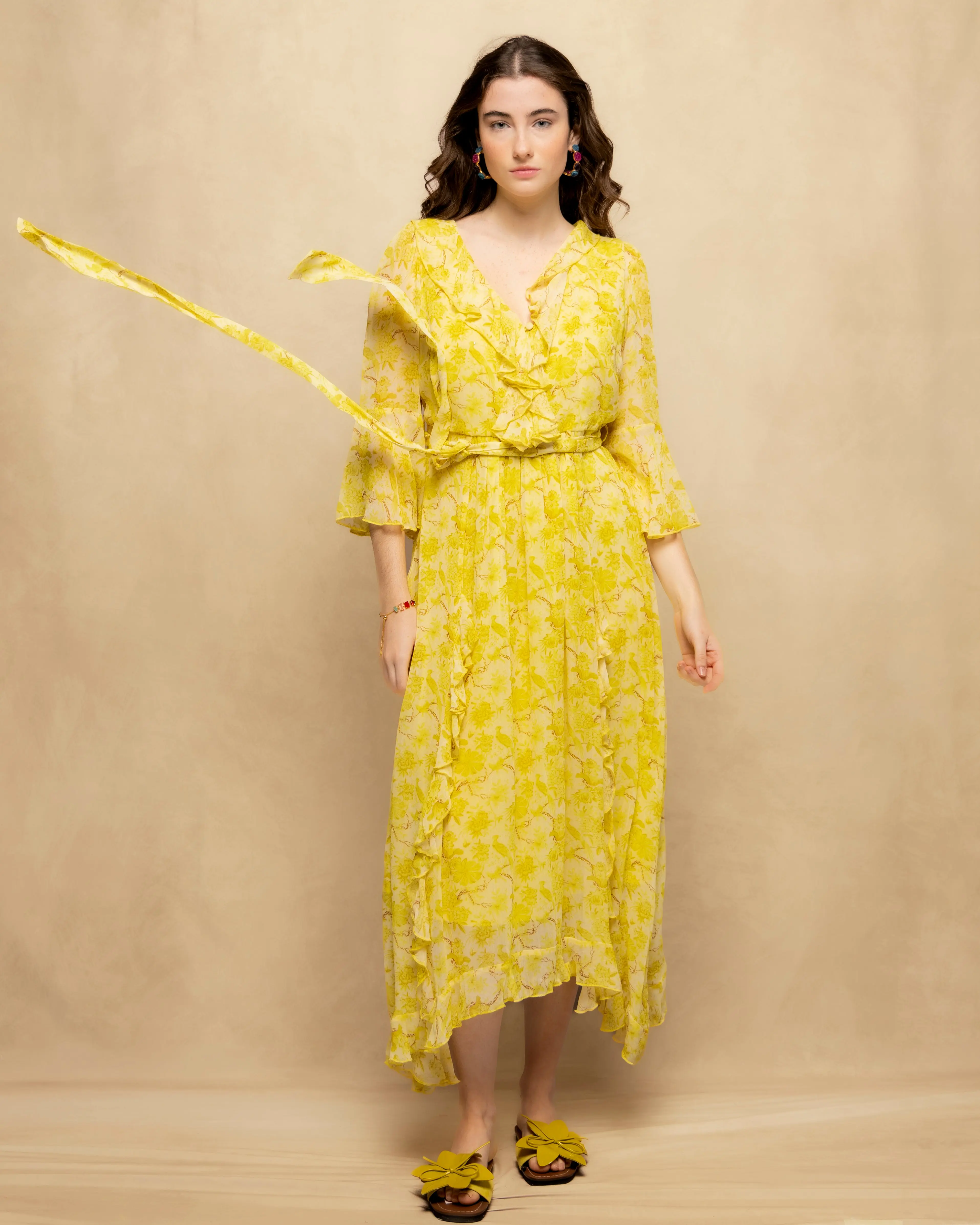 Vestido Largo Con Mangas Arelia
