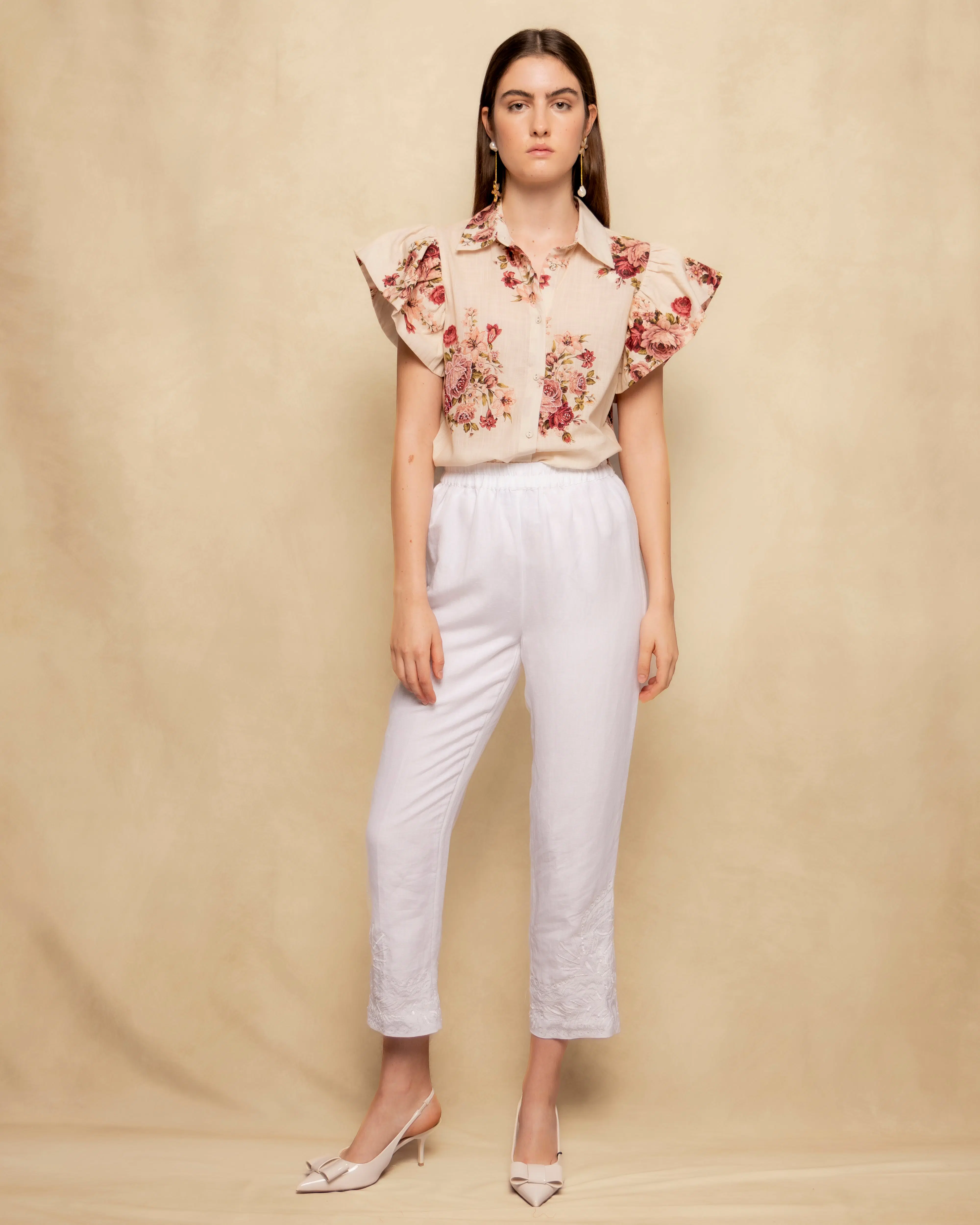 Pantalon Blanco Bordado Ayla