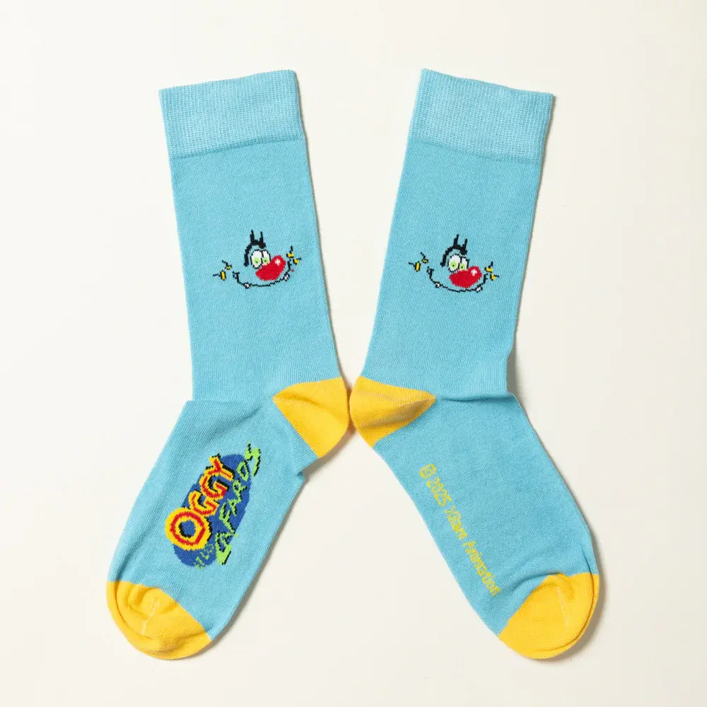 Oggy and the Cockroaches Socks - Aqua Blue