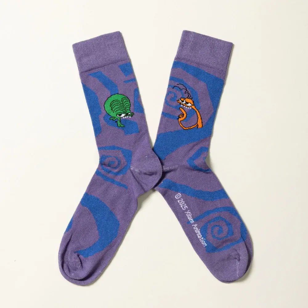 Space Goofs Socks - Purple Spiral