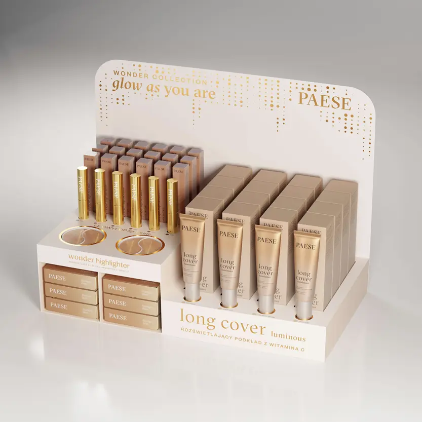 Ideal para el Día de la Madre: expositor de cutis y luminosidad PAESE "WONDER COLLECTION" – Edición limitada – 40 piezas + 12 probadores – Precio de venta al público: 1126 € IVA incluido – Instalación llave en mano (WYS218)