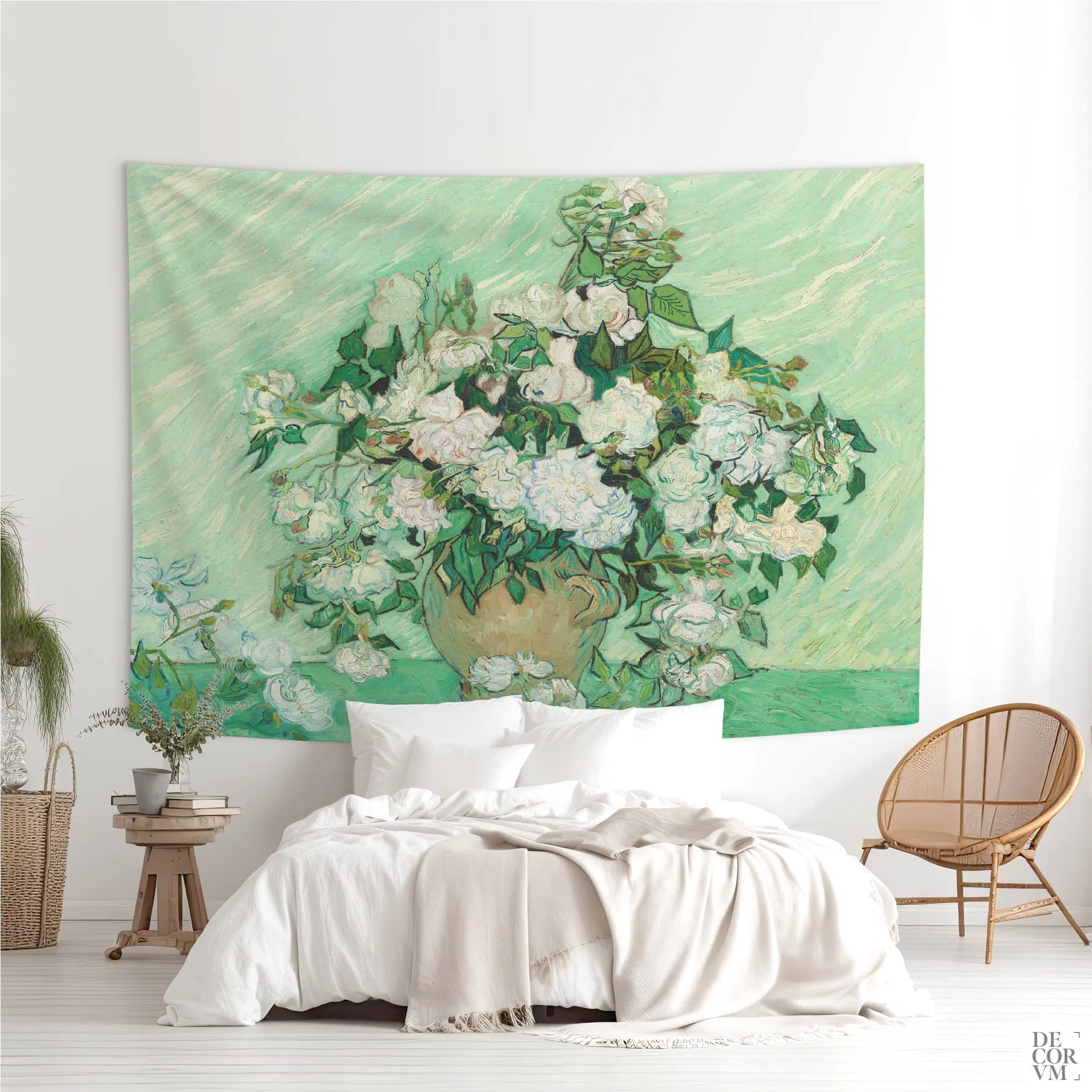 Arazzo da parete "Rose" di Van Gogh - Decorazione floreale verde