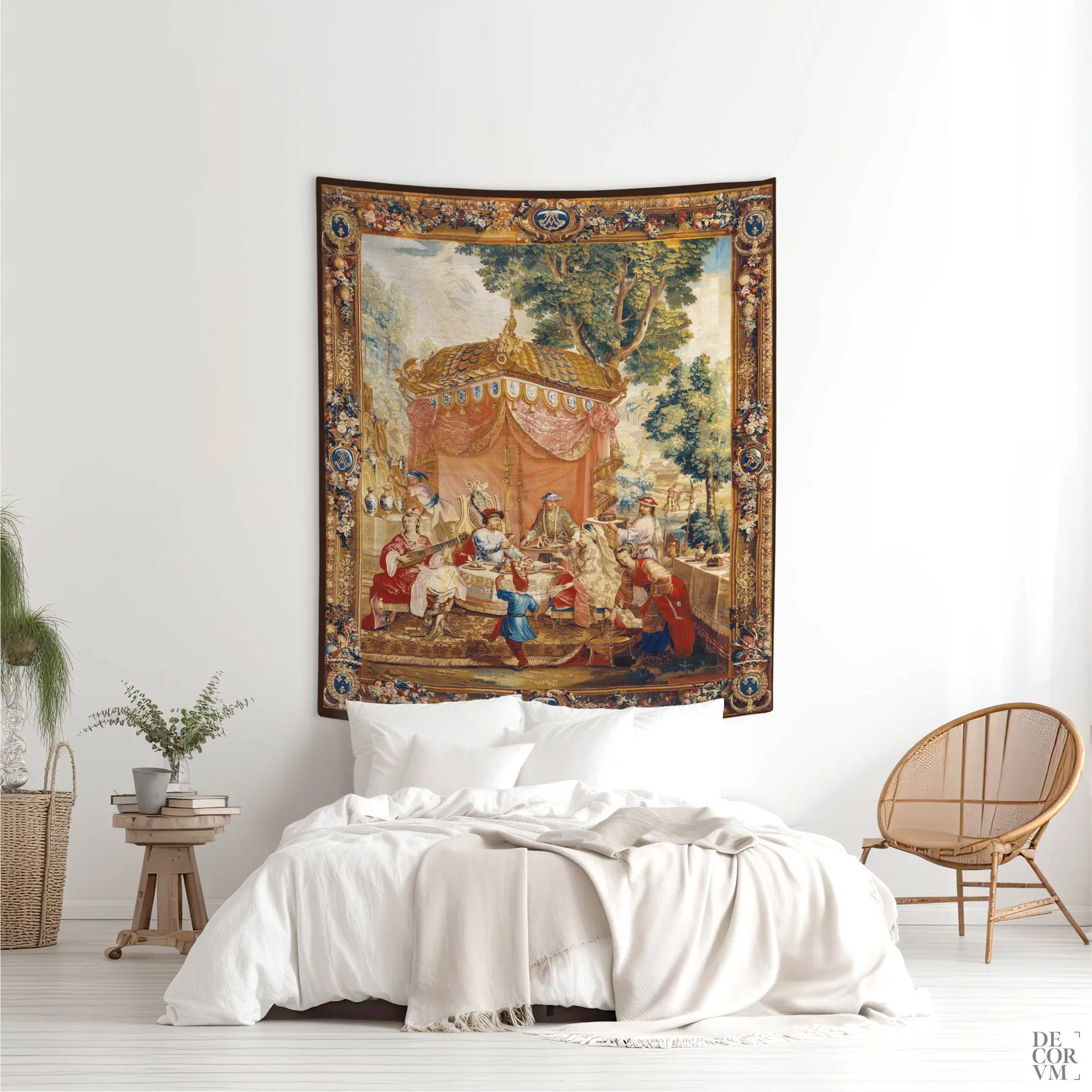 Arazzo da parete tradizionale in stile Chinoiserie, elegante opera d'arte in tessuto | CHI008
