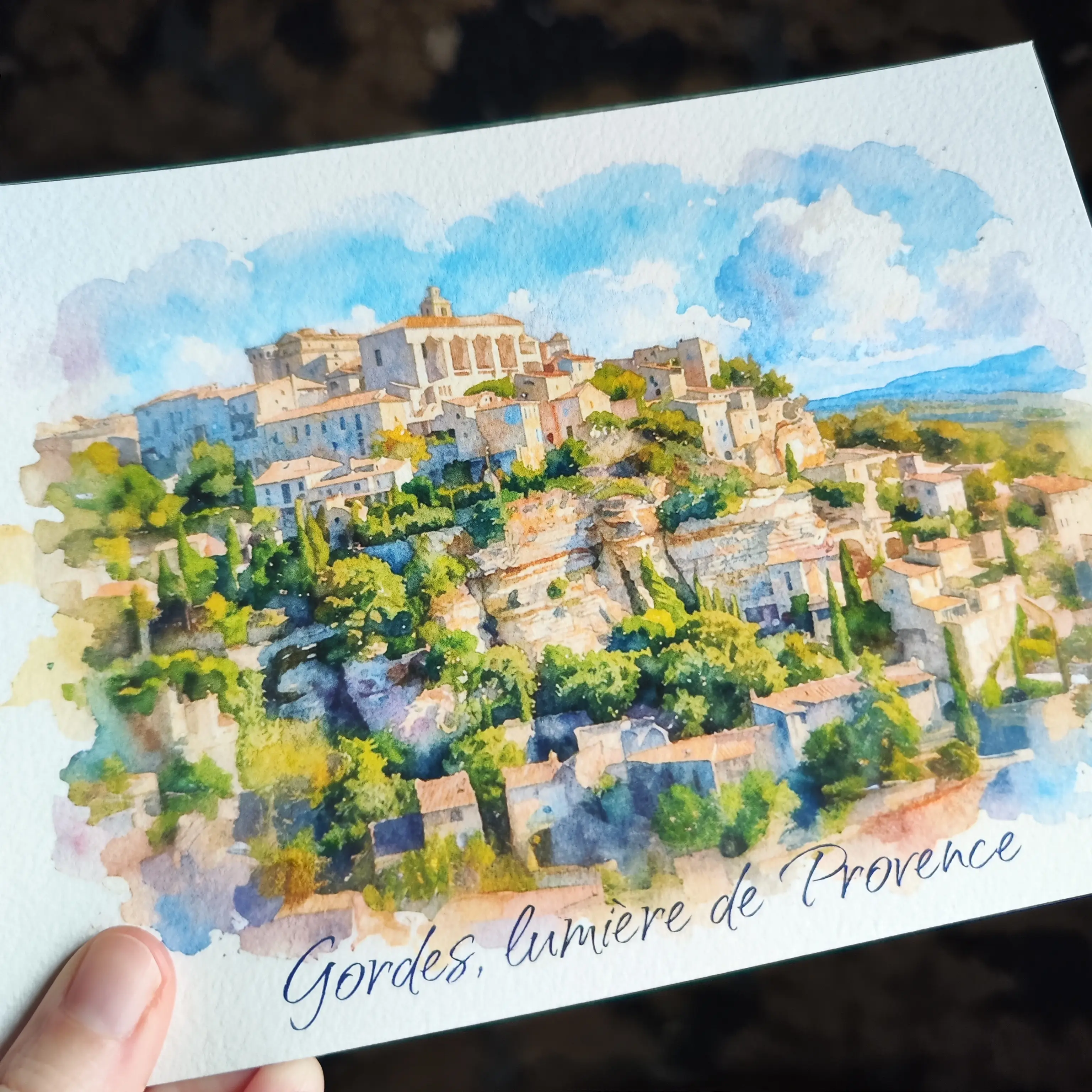 Art Postcard from Photo - Custom Landscape Watercolor Style Print – Art Poster for Souvenir Shops | affiche paysage personnalisé a la aquarelle