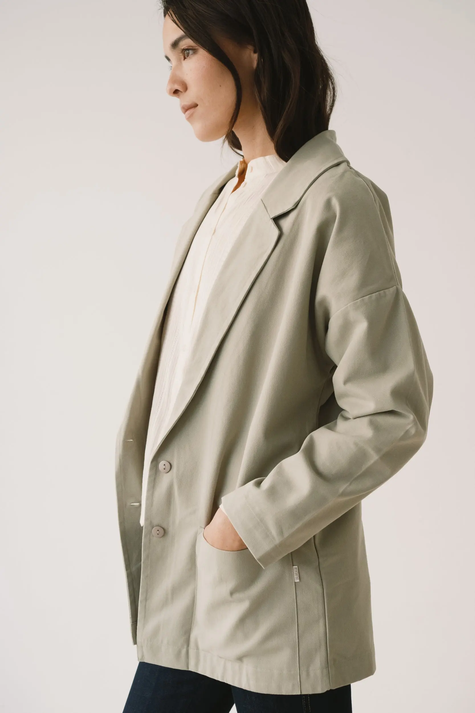 Green long jacket