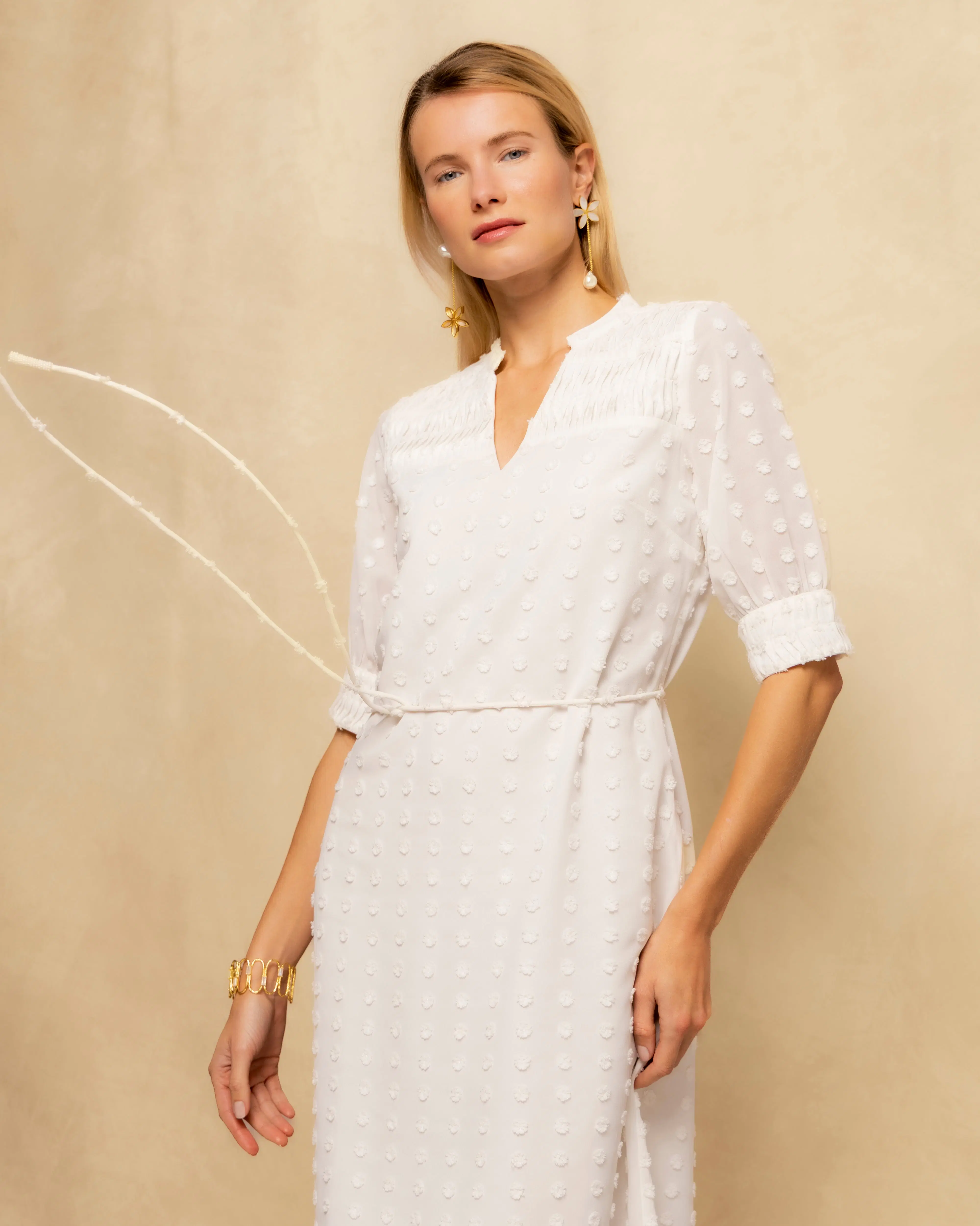 Vestido Blanco Boho Corto Selena