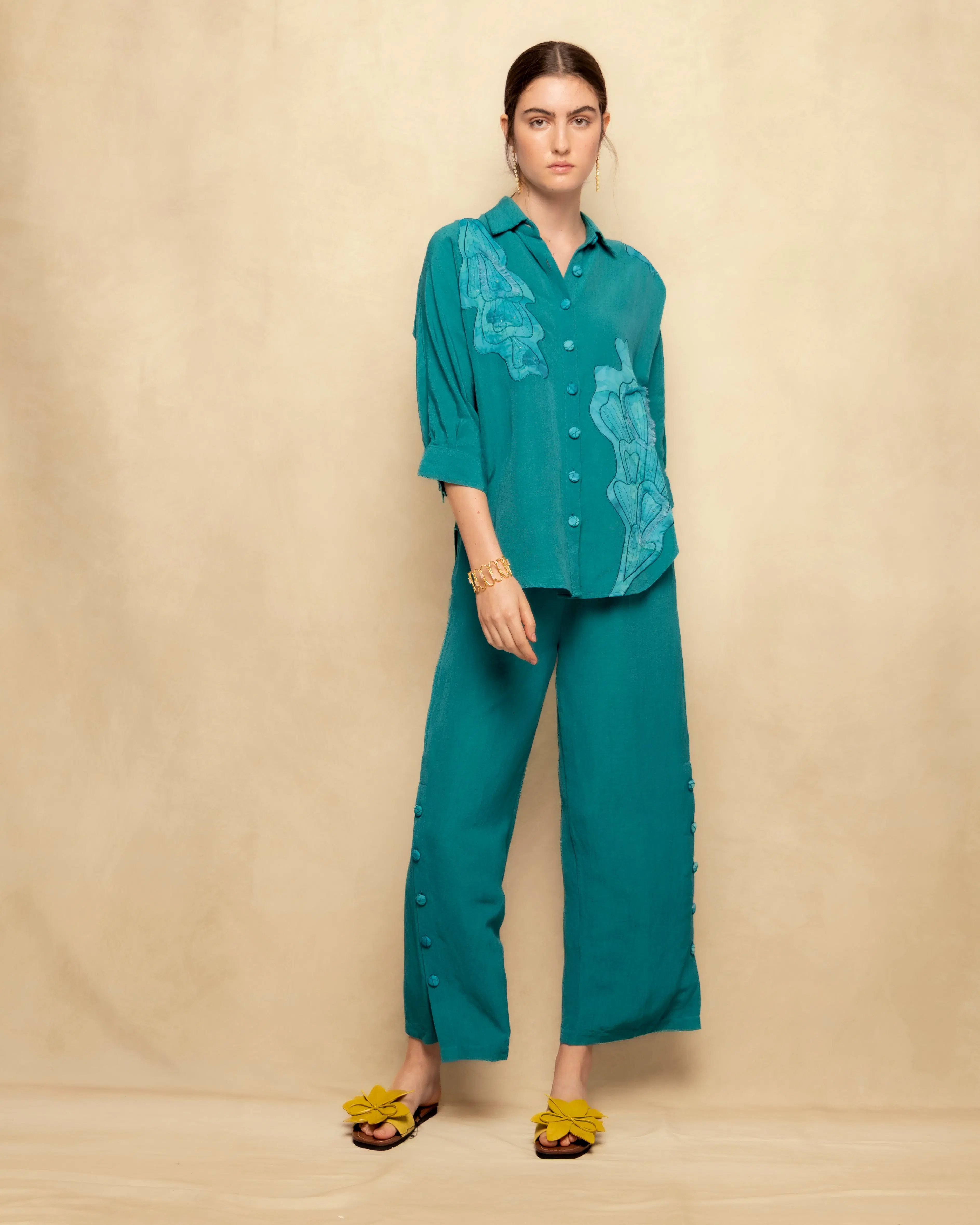 Pantalon Lino Tiro Alto Sandra