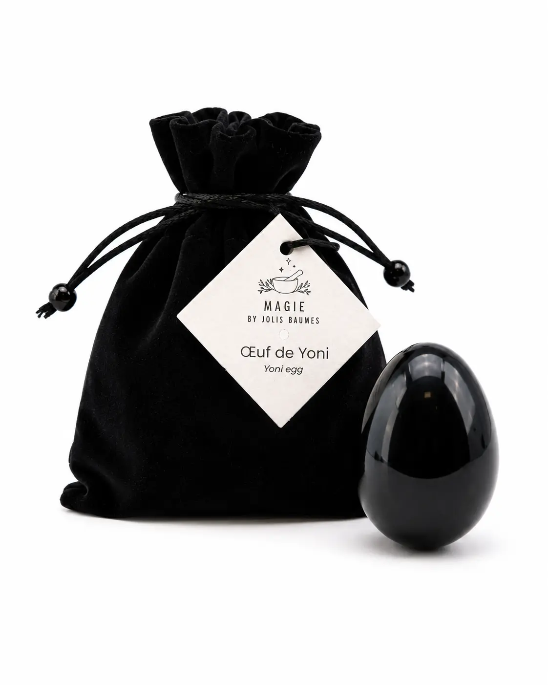 Black Obsidian Yoni Egg - Natural Stone