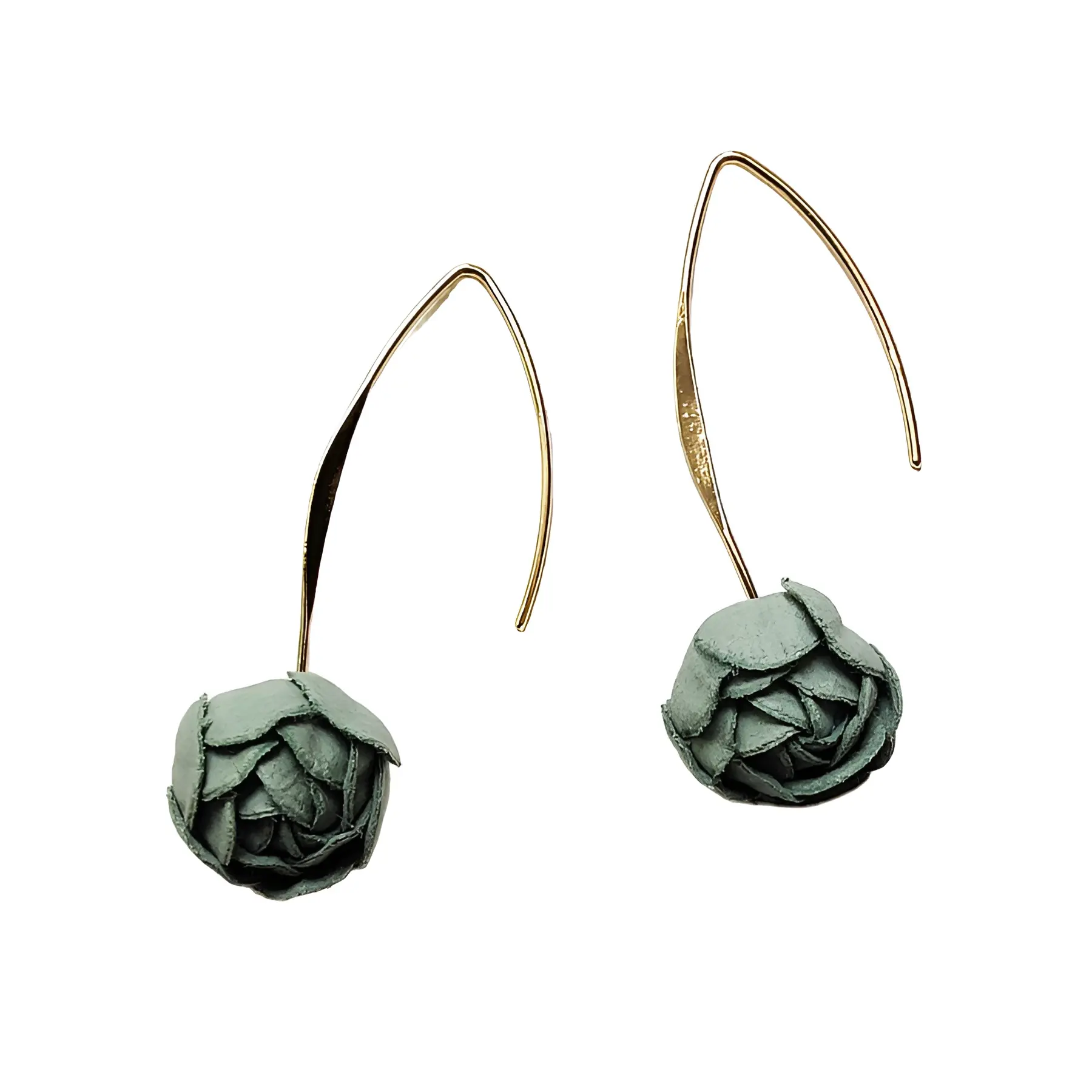 Holly green flower drop earrings