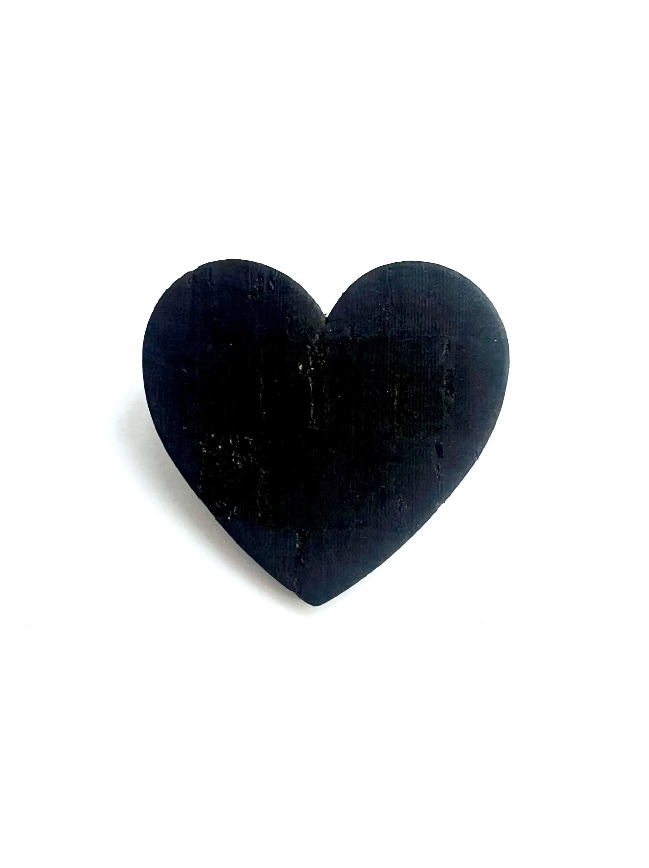 Black cork and leather heart brooch