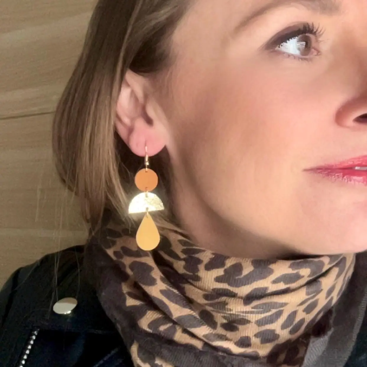 JOA camel and ochre leather earrings