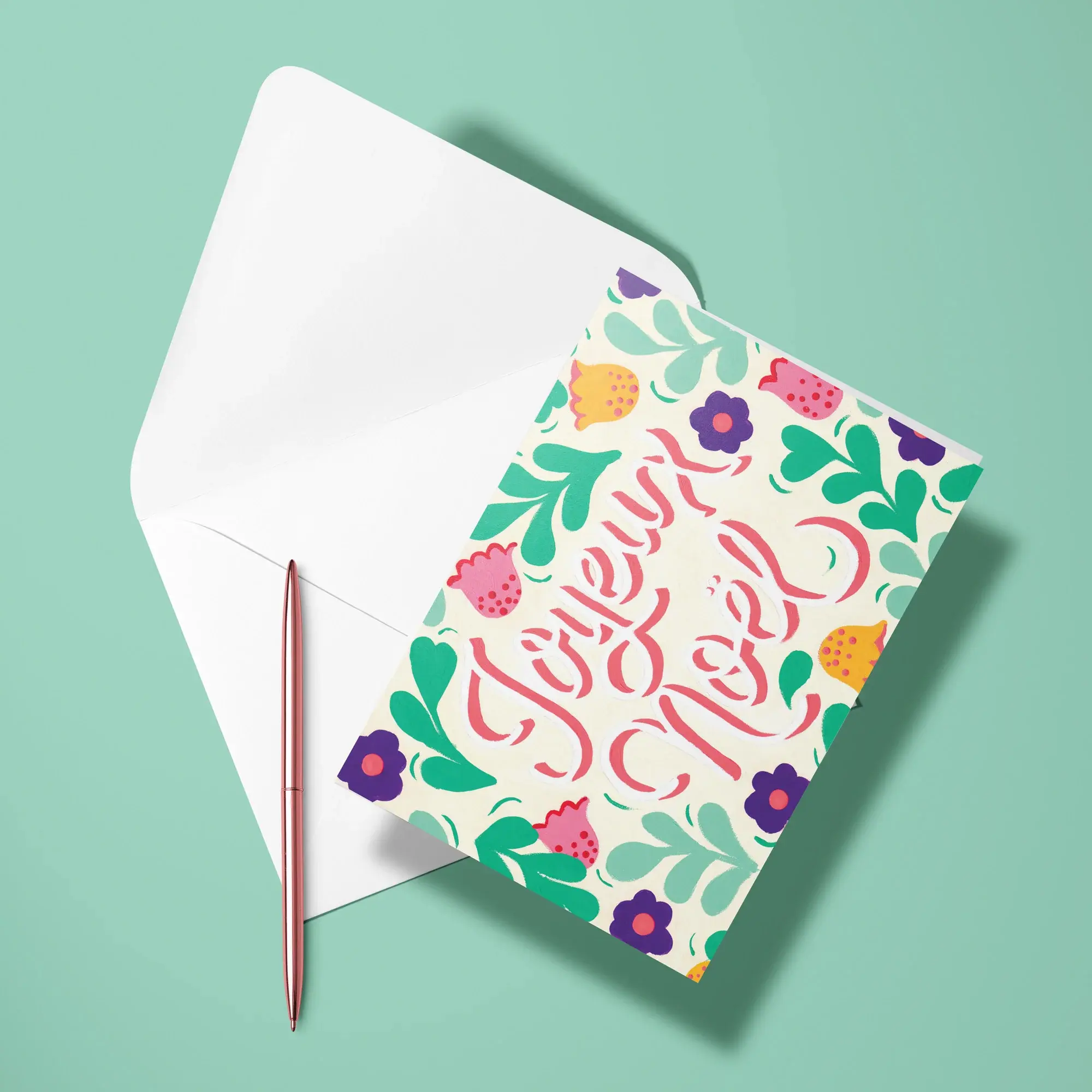 Folded card – Merry Christmas with flowers