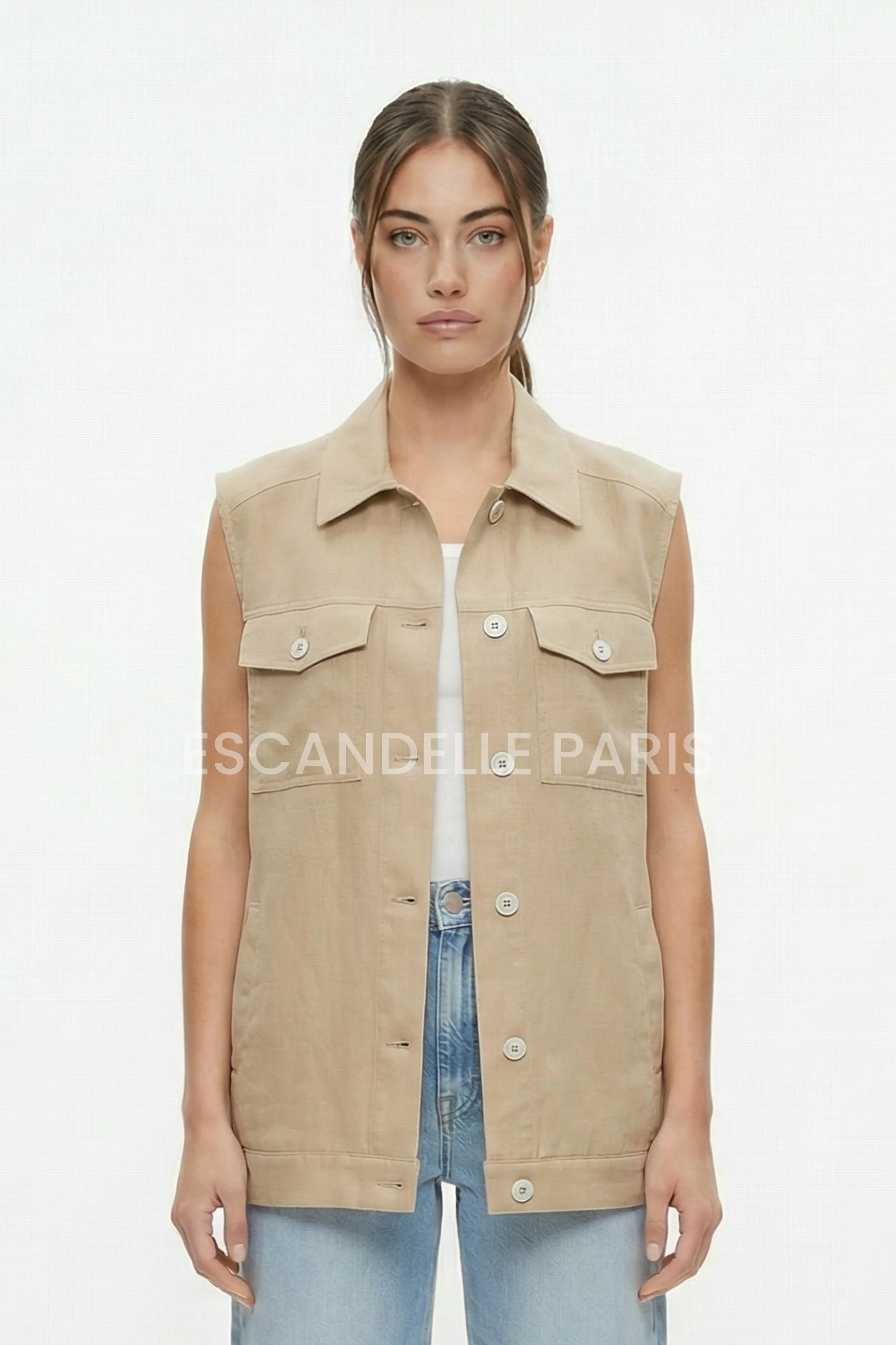 Linen sleeveless vest