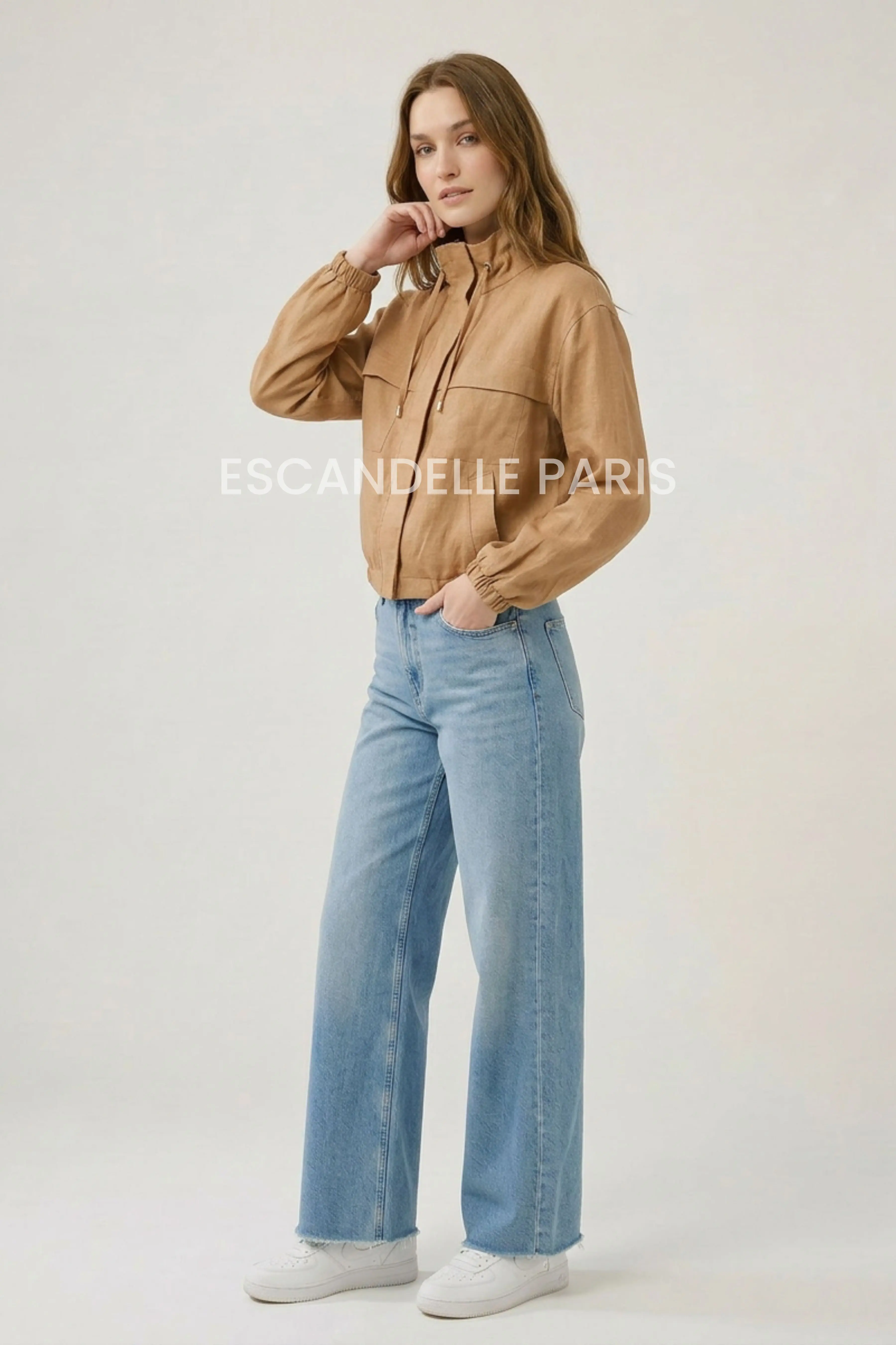 Short linen jacket