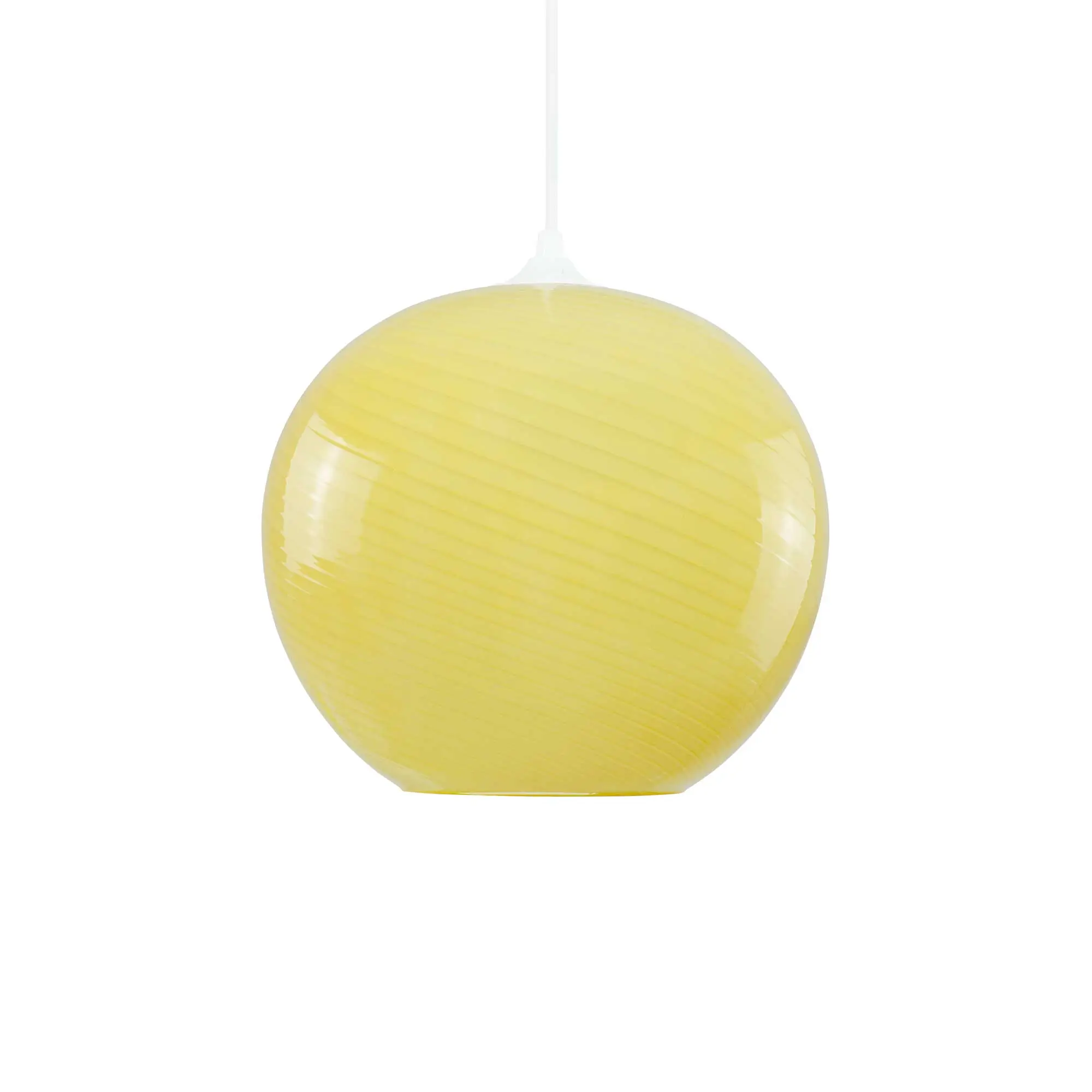 Pavlo round pendant light in colored glass with a twisted effect