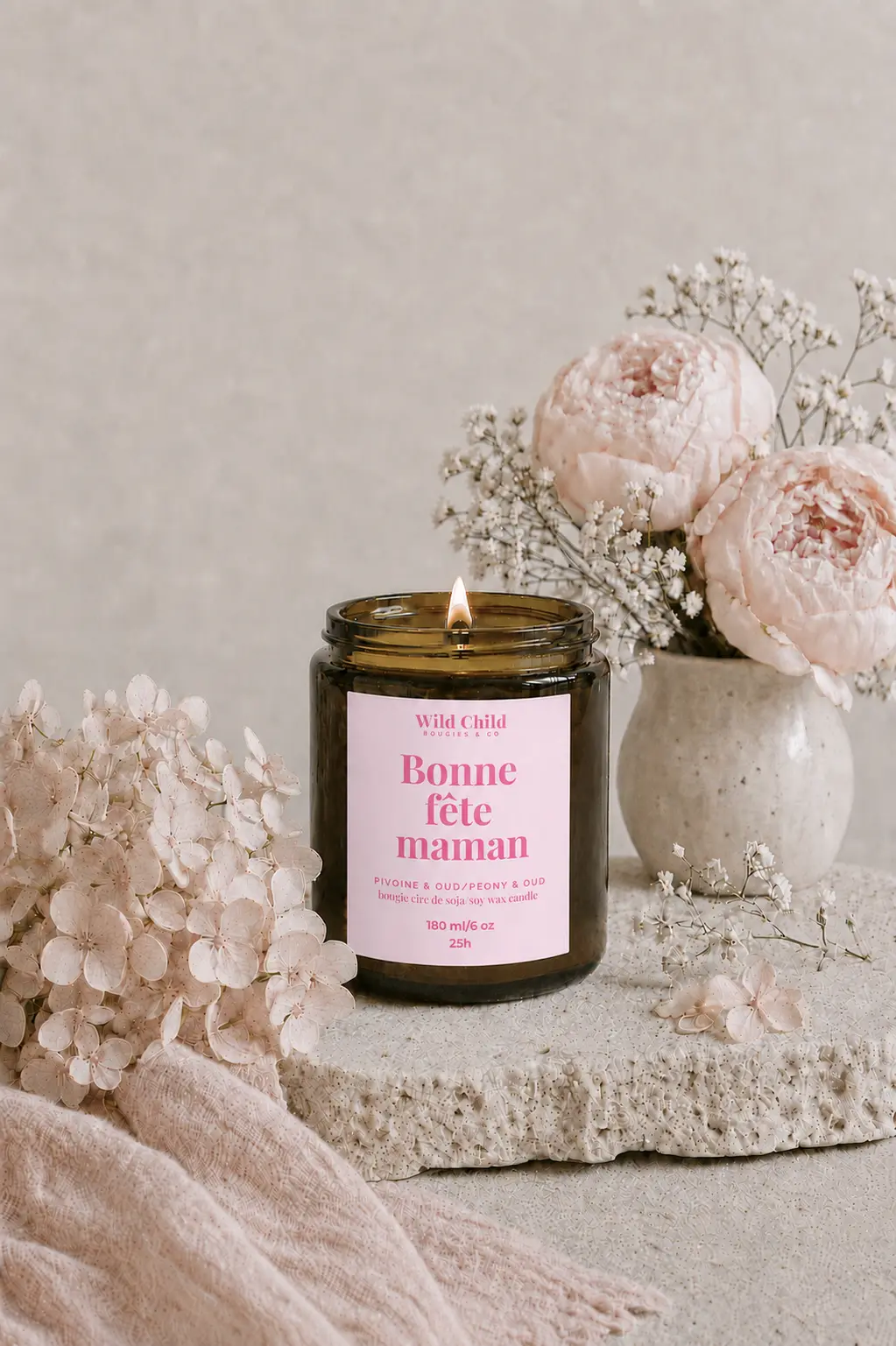 "Happy Mother's Day" Vegetable candle with your choice of fragrance, 25 hours