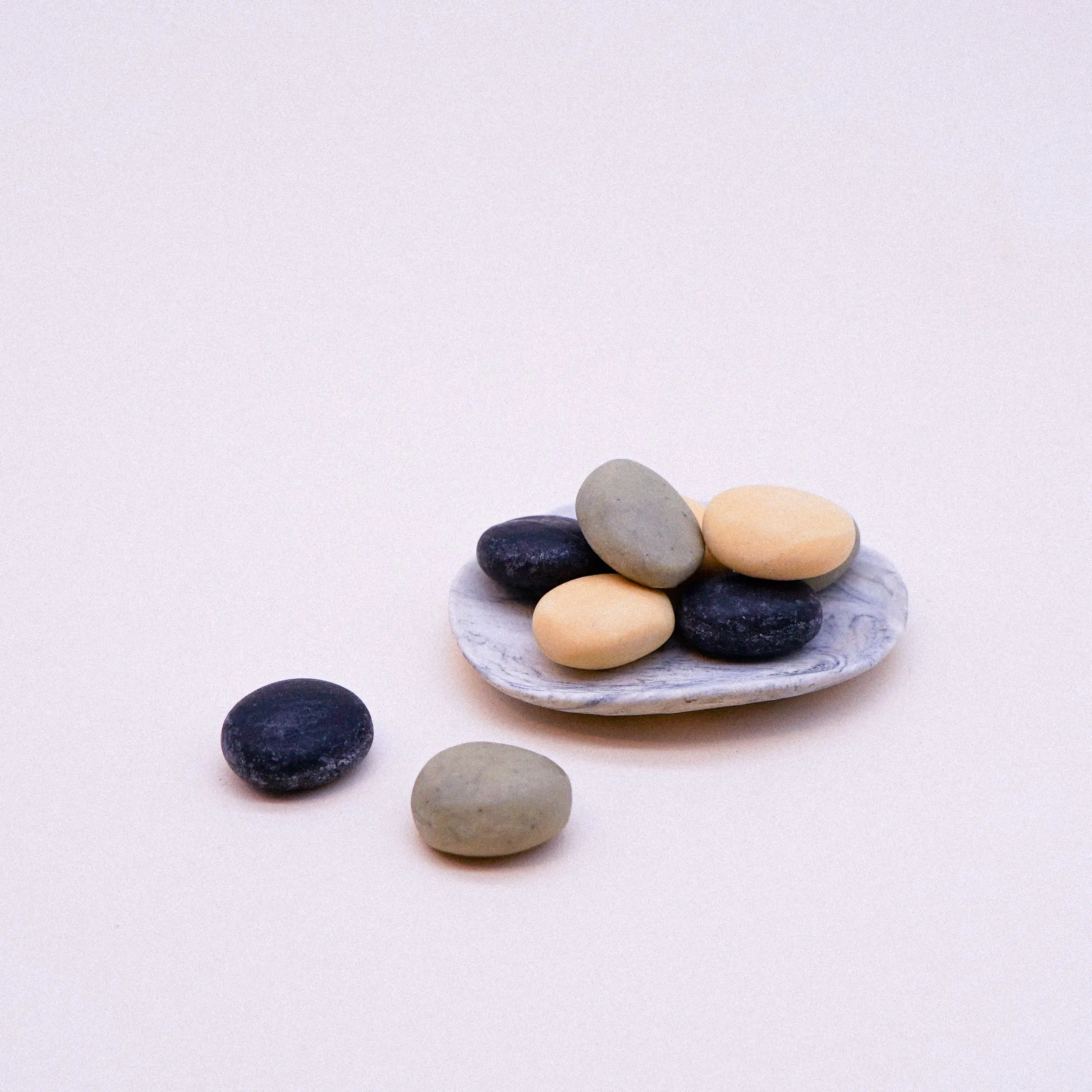Small Pebble Soaps with Porcelain Dish Set