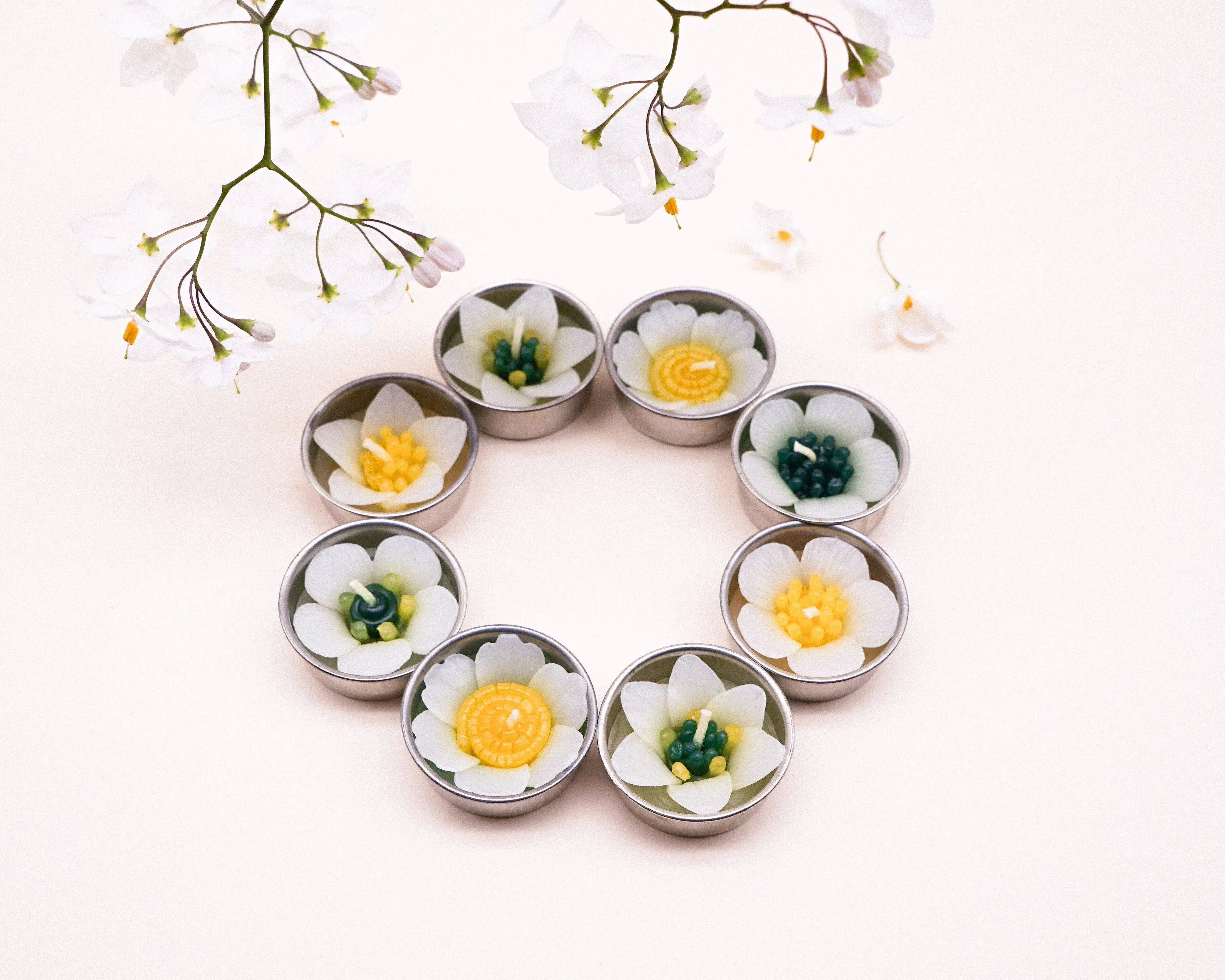 Assorted White Garden Flower Scented Tealight Candles