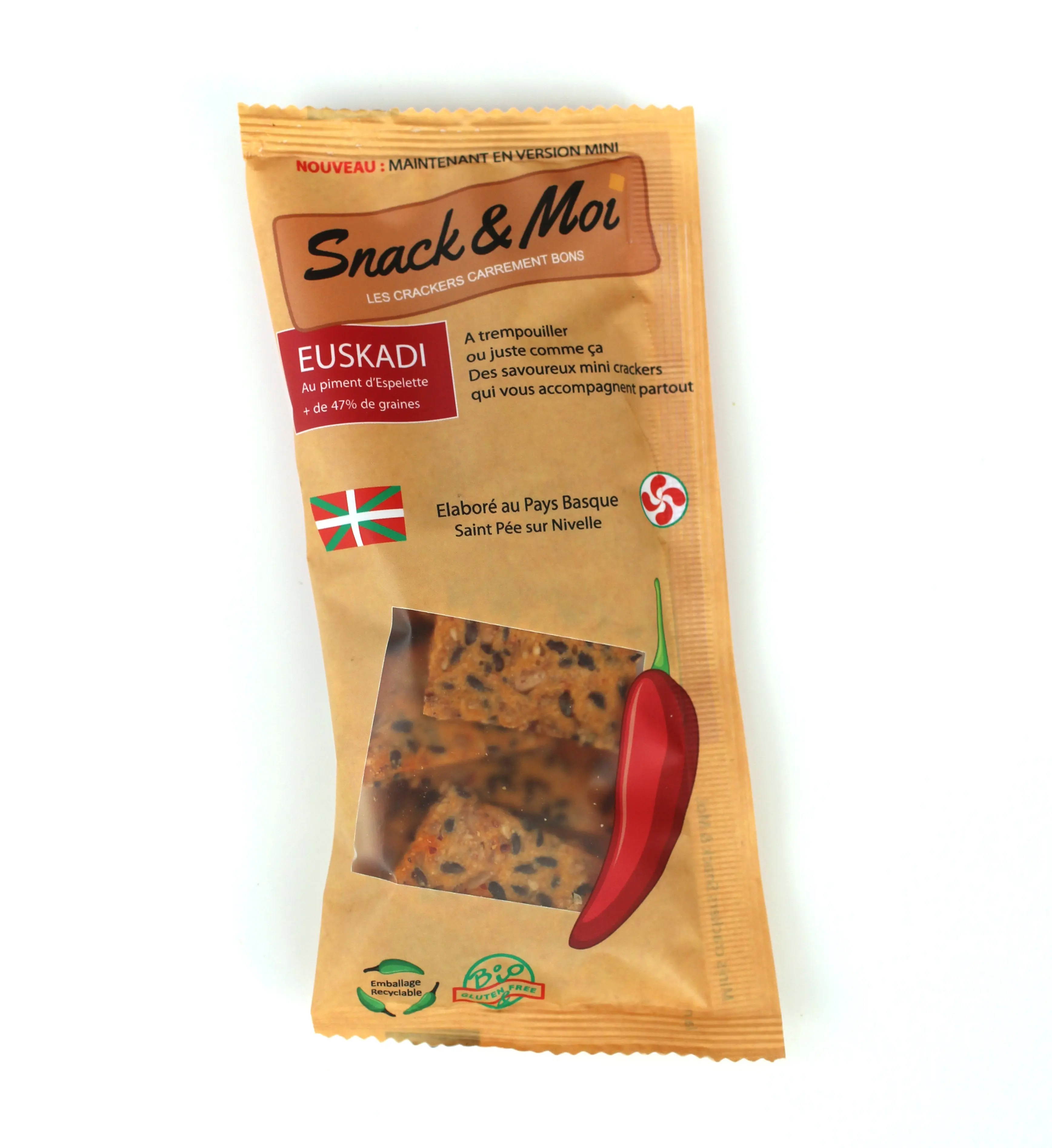 Organic Mini Crackers with Espelette Pepper 30g