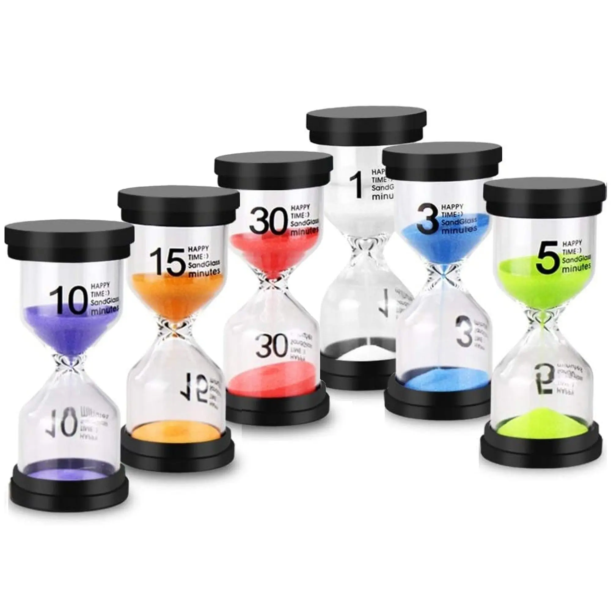 Confezione da 6 clessidre (da 1 a 30 minuti) per bambini