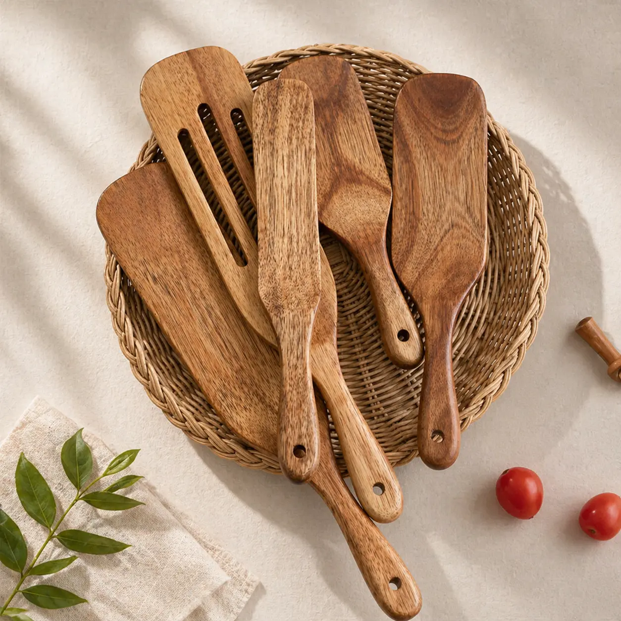 Acacia Wood Spatula Set Natural Wooden Cooking Utensil
