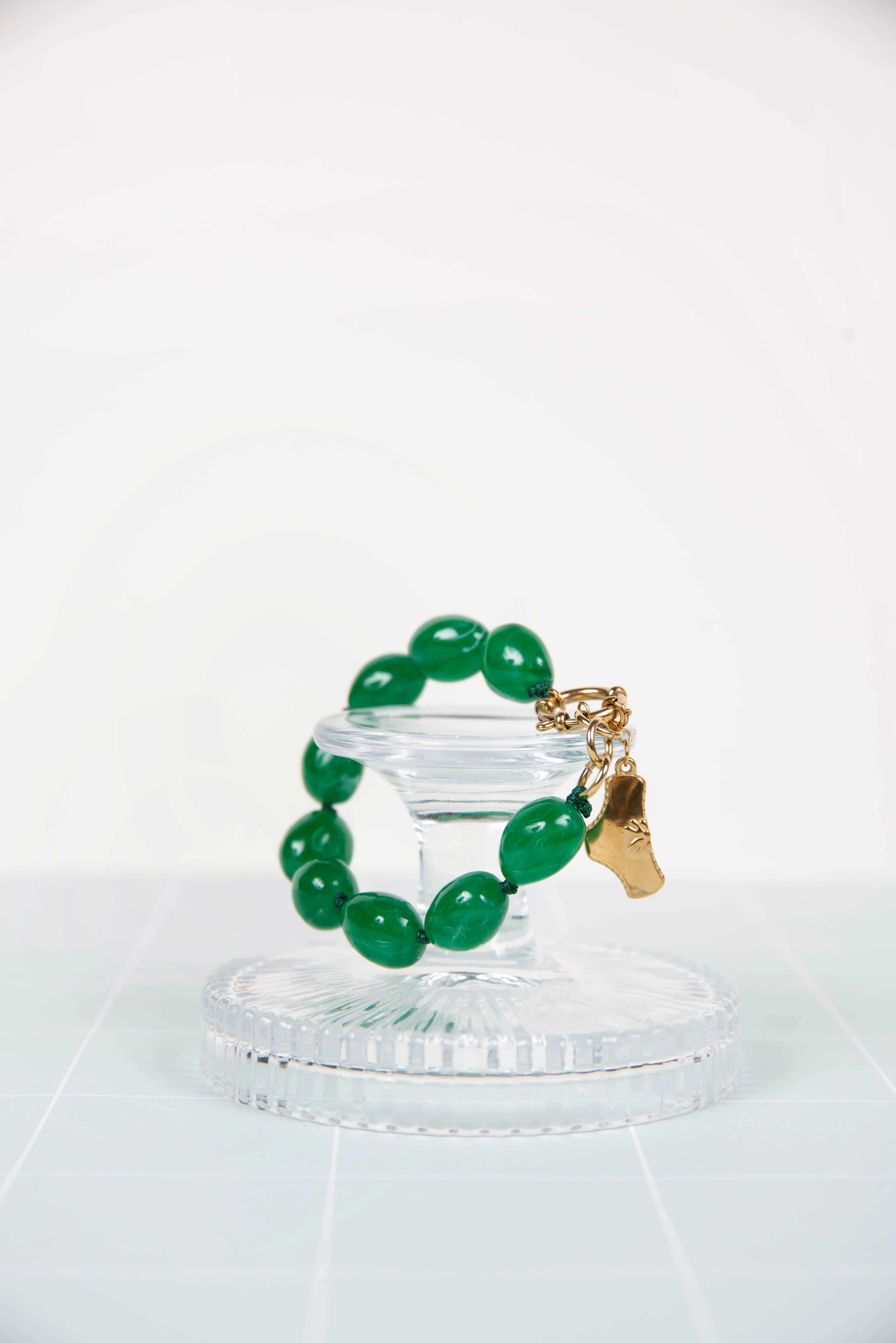 Green resin bracelet - with panty charms