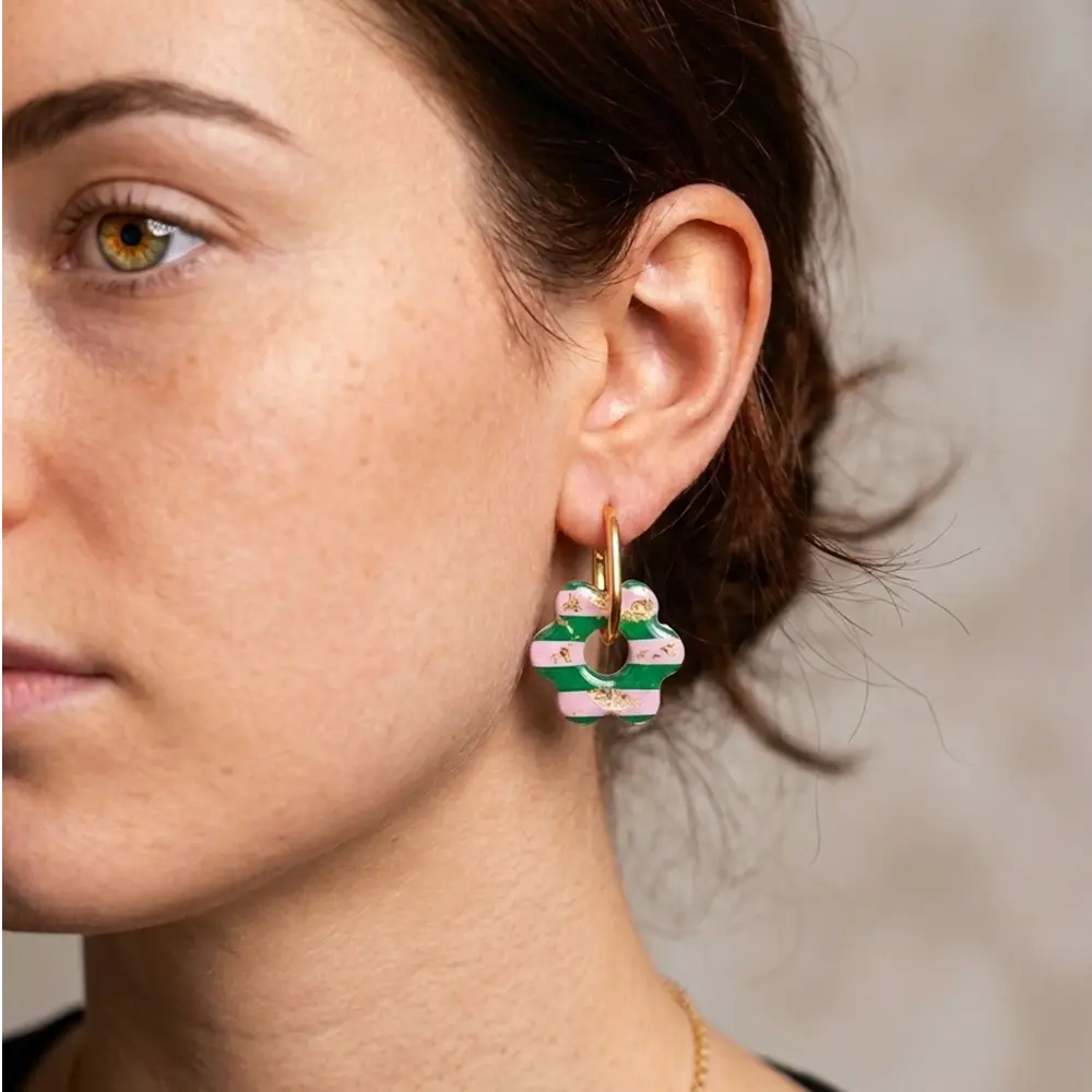 Tassel Earrings: Resin Flowers & Stainless Steel