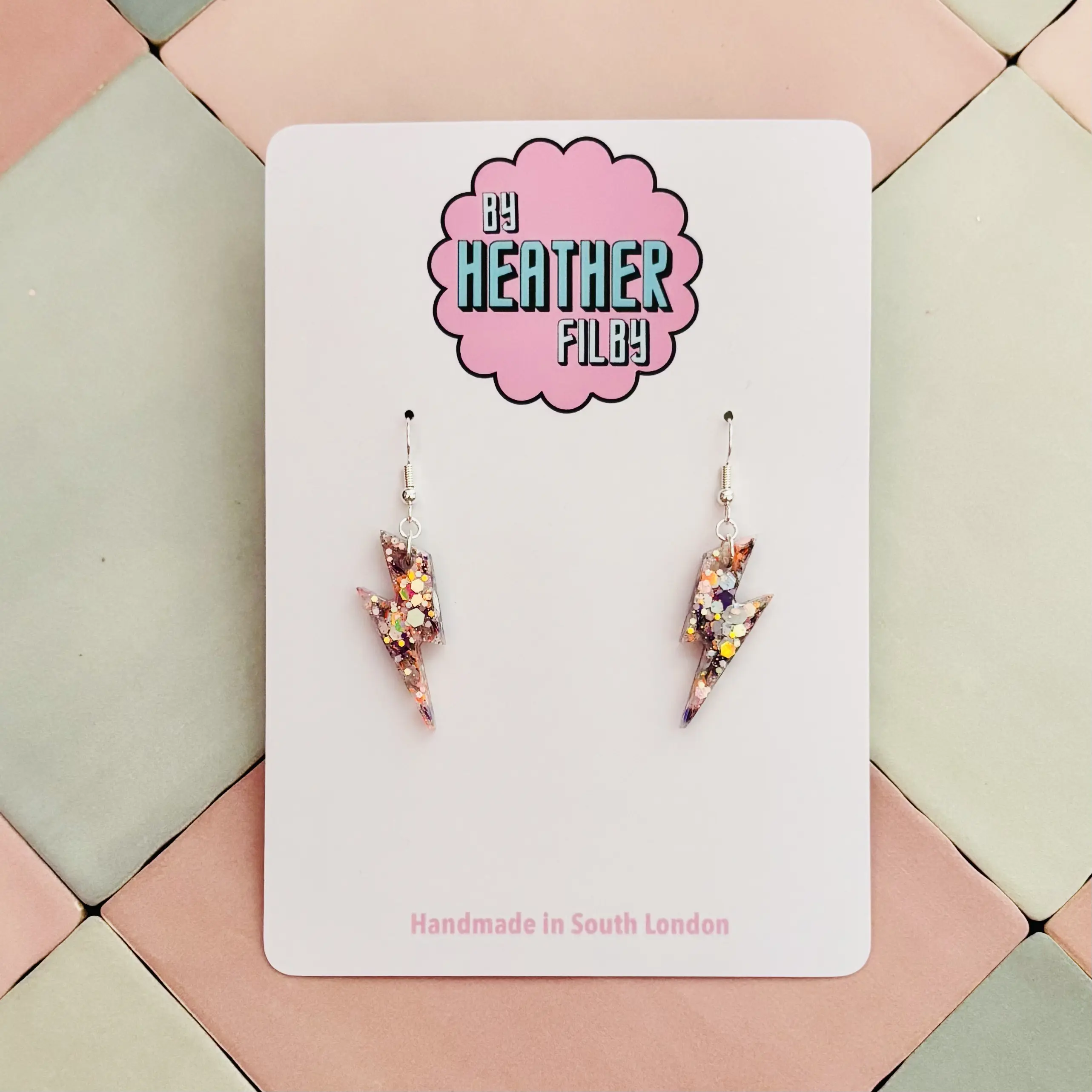Small Iridescent Glitter Lightning Bolt Earrings