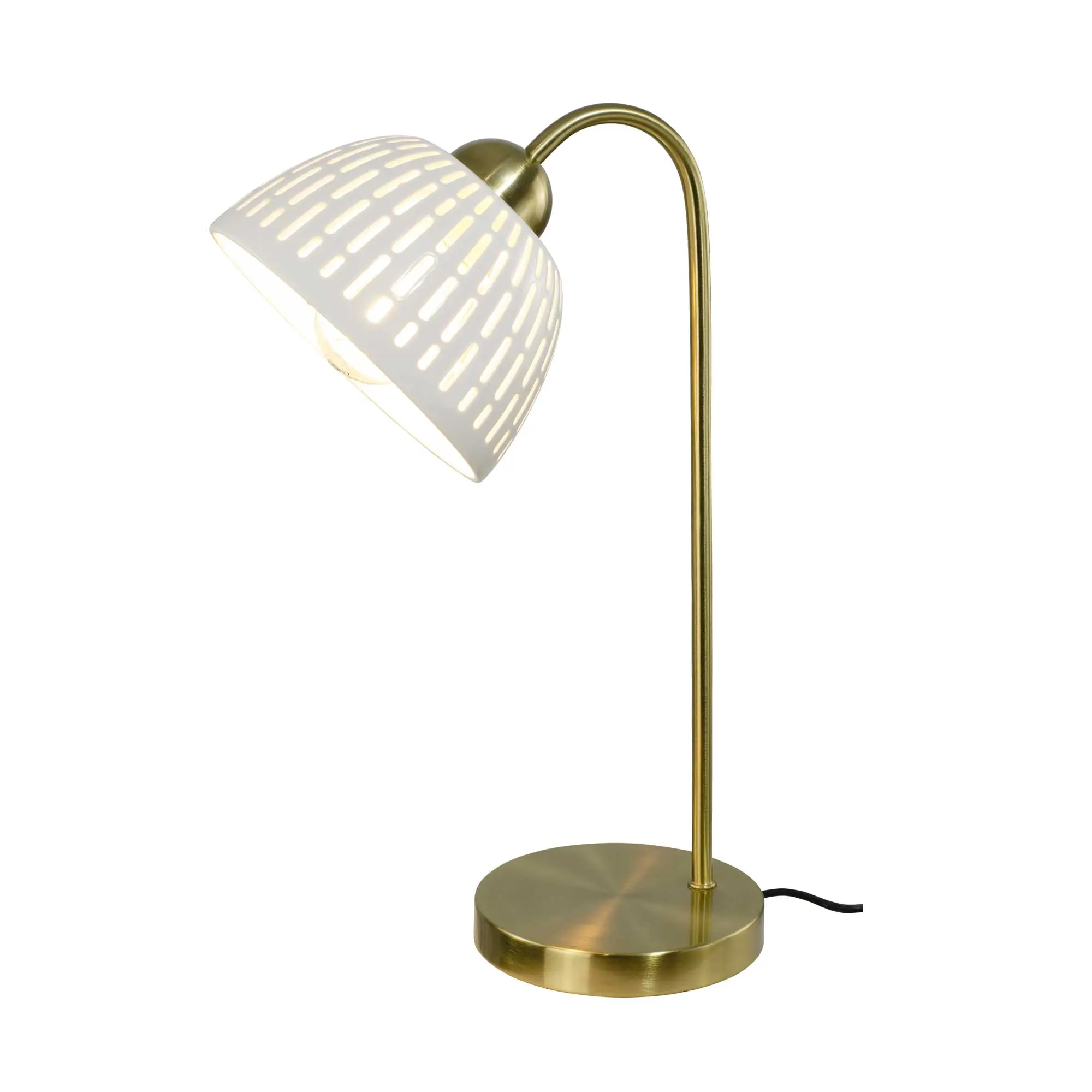Télia table lamp in white ceramic and gold-tone metal