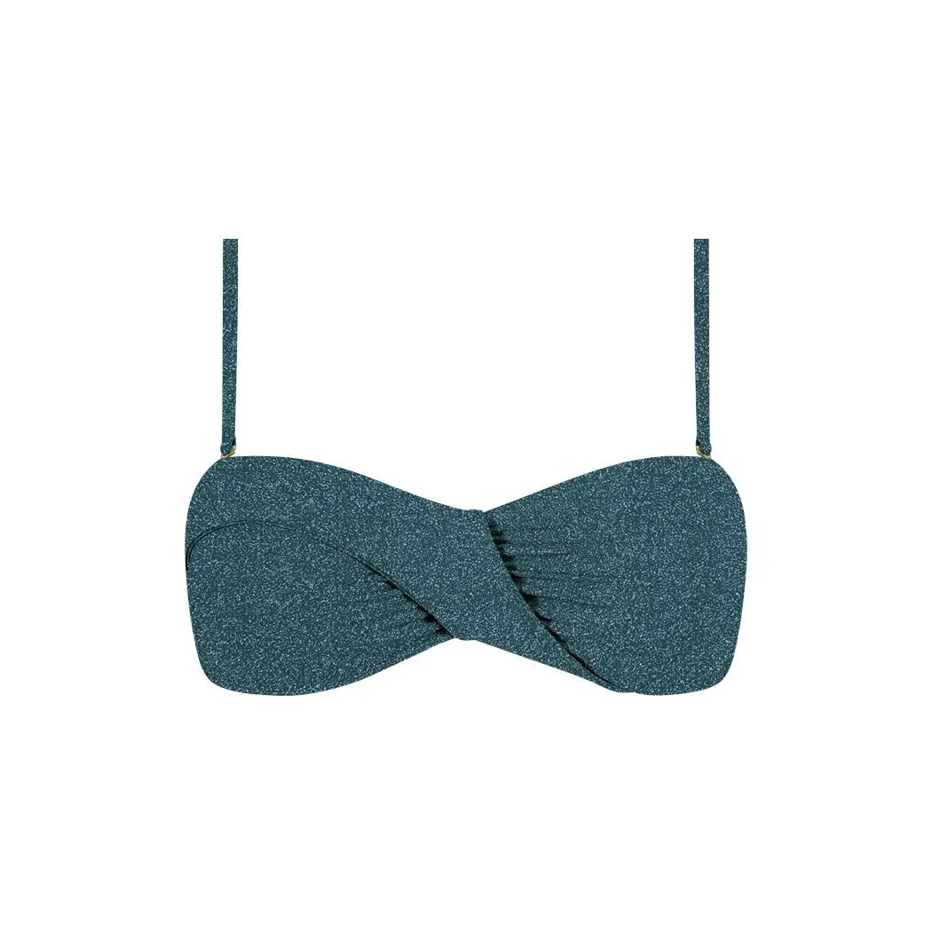 Haut de bikini bandeau-Teal Verde Lurex