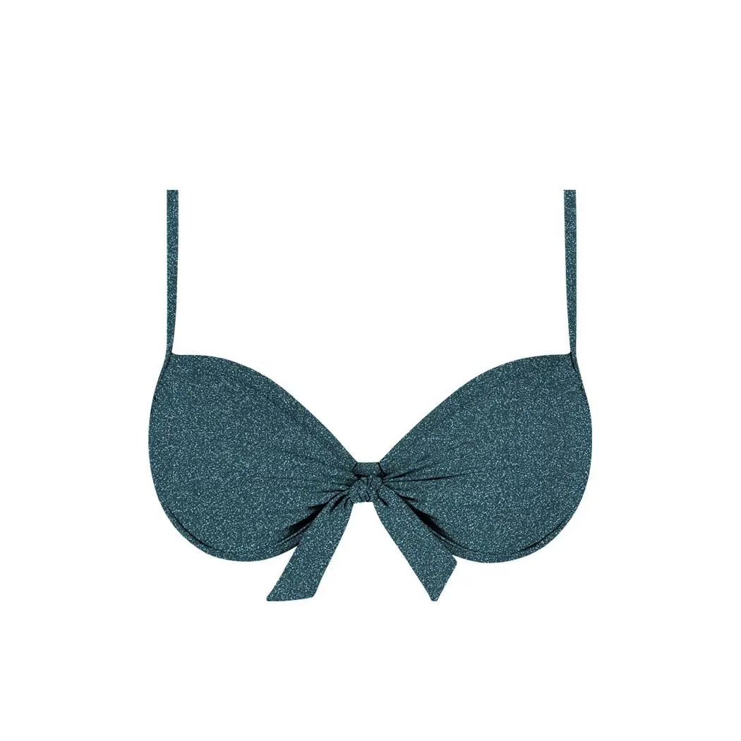 Haut de bikini type sujetador-Teal Verde Lurex