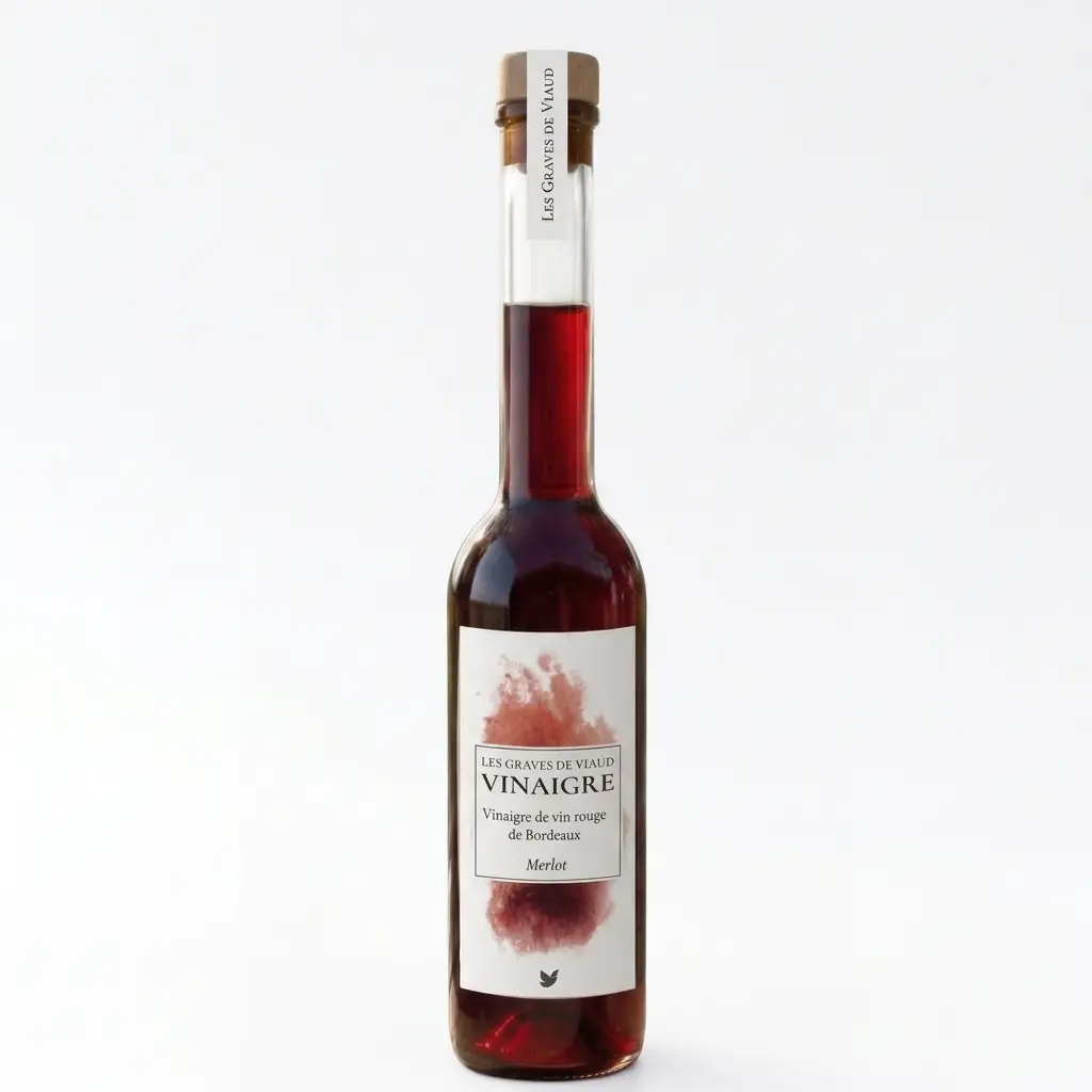 Organic and biodynamic Merlot red wine vinegar – Bordeaux, Côtes de Bourg – Orléans method, aged in oak barrels – 350 ml