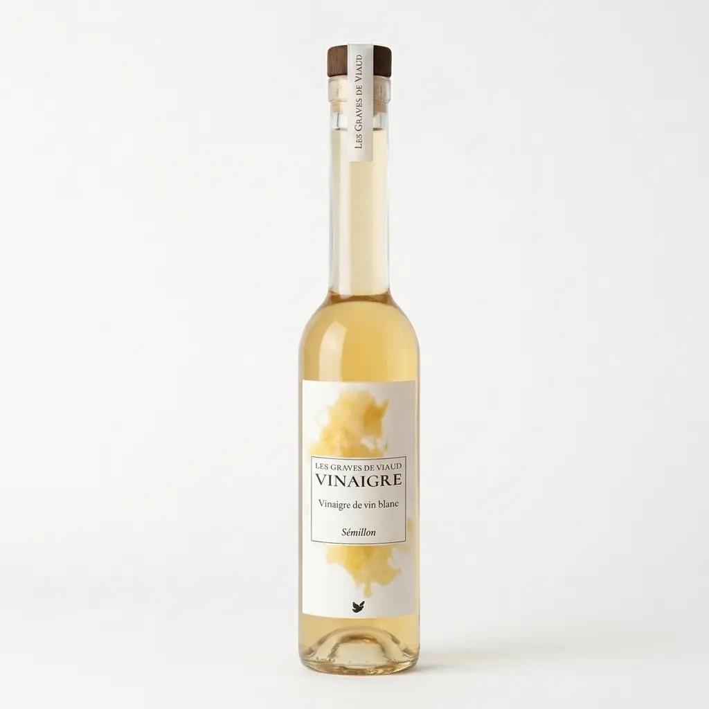 Organic and biodynamic Sémillon white wine vinegar – Bordeaux – Orléans method, aged in wooden barrels – 350 ml