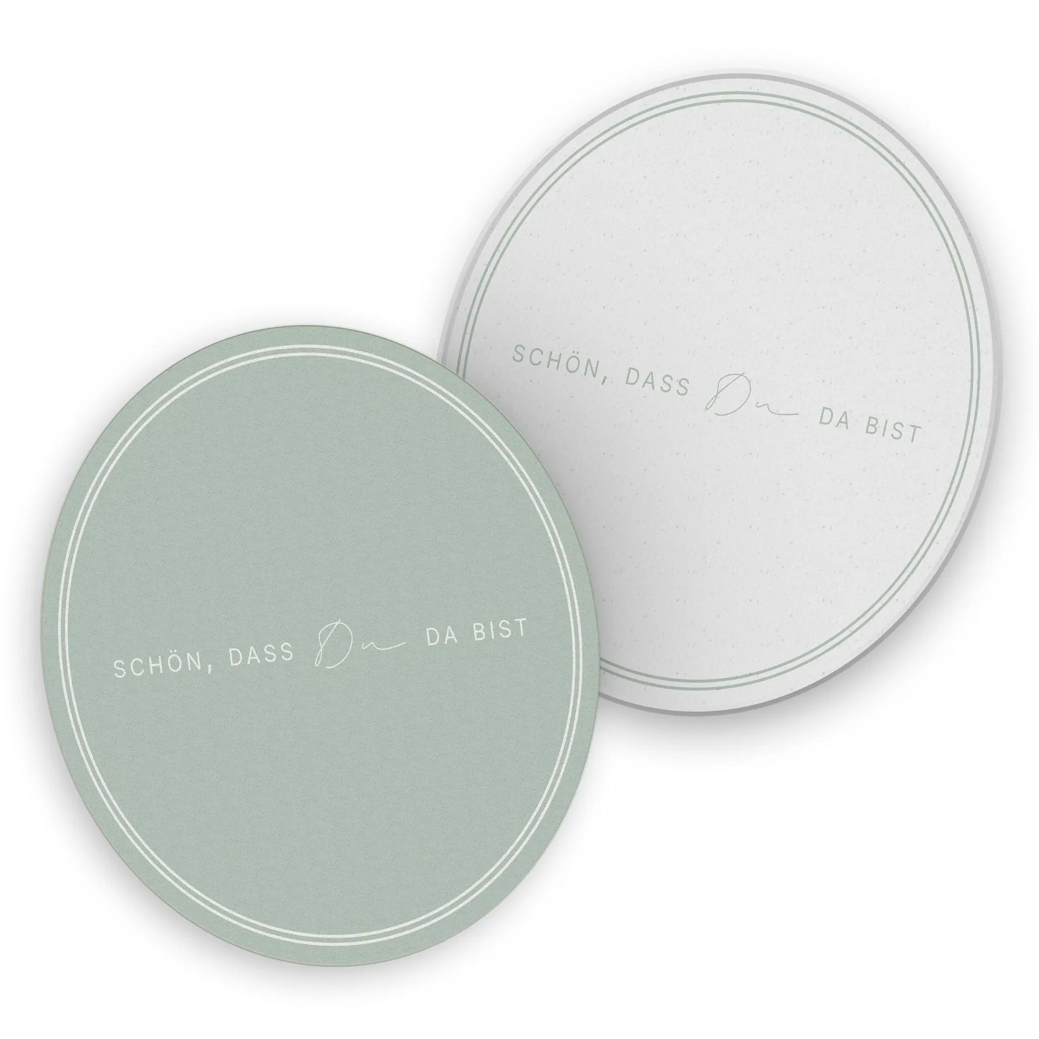 ITENGA 40x Round Beer Mats - Nice to see you V3 eucalyptus green