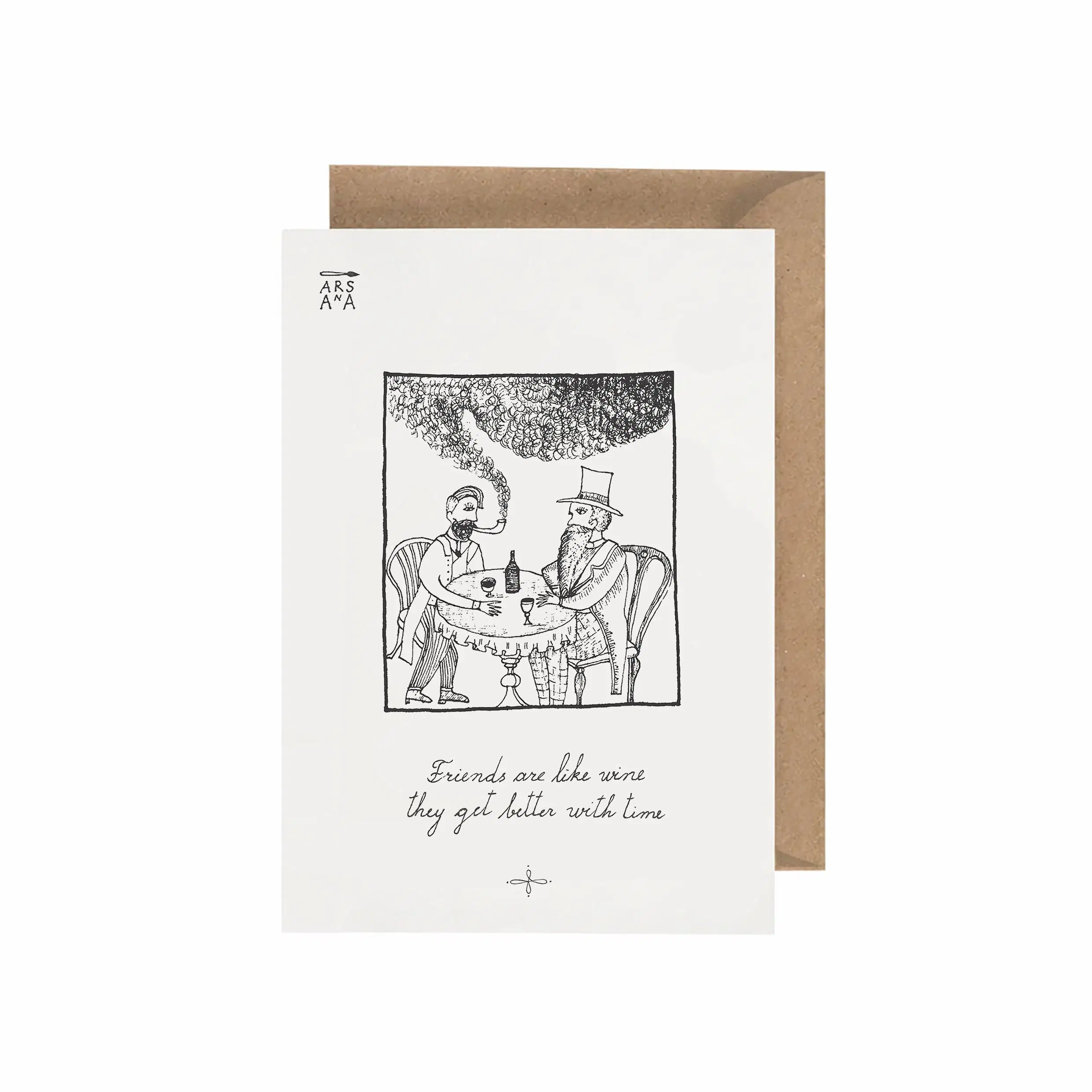 Best friend & Anniversary Postcard, Friends Are Like Wine, A6, with Envelope