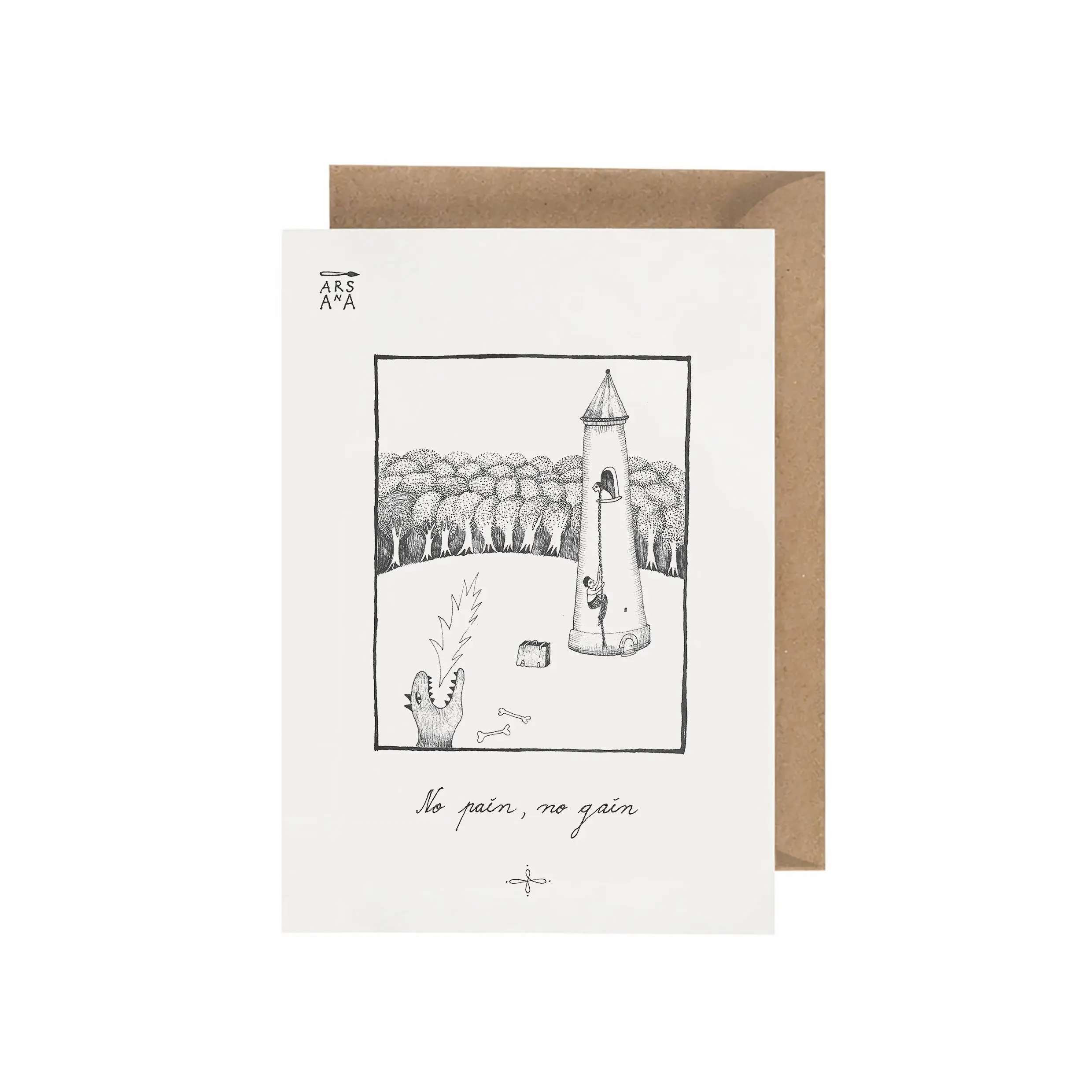 Encouragement & Funny love Postcard, No Pain No Gain, A6, with Envelope